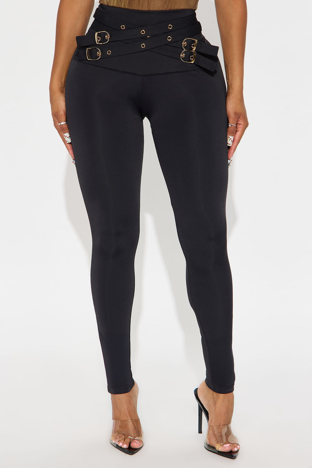 Baddie Alert High Rise Belted Legging - Black
