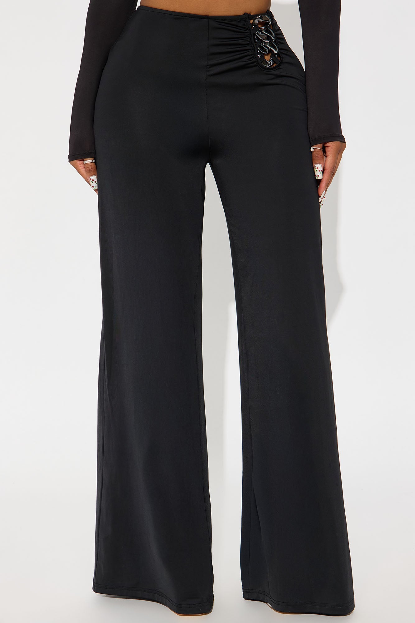 Walk My Way Slinky Wide Leg Pant 33″ - Black