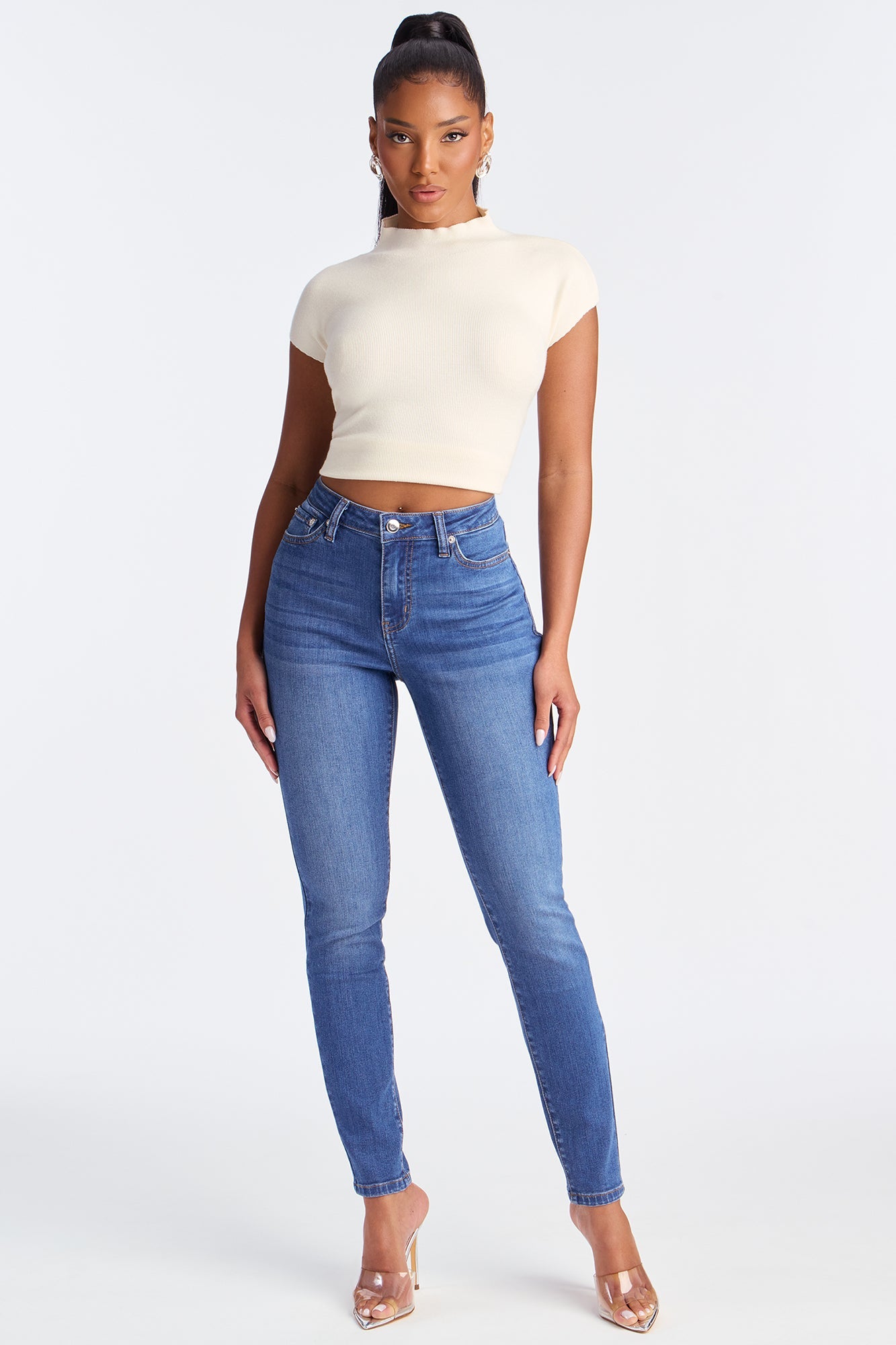 Something Better Mid Waist Skinny Jeans - Dark Wash