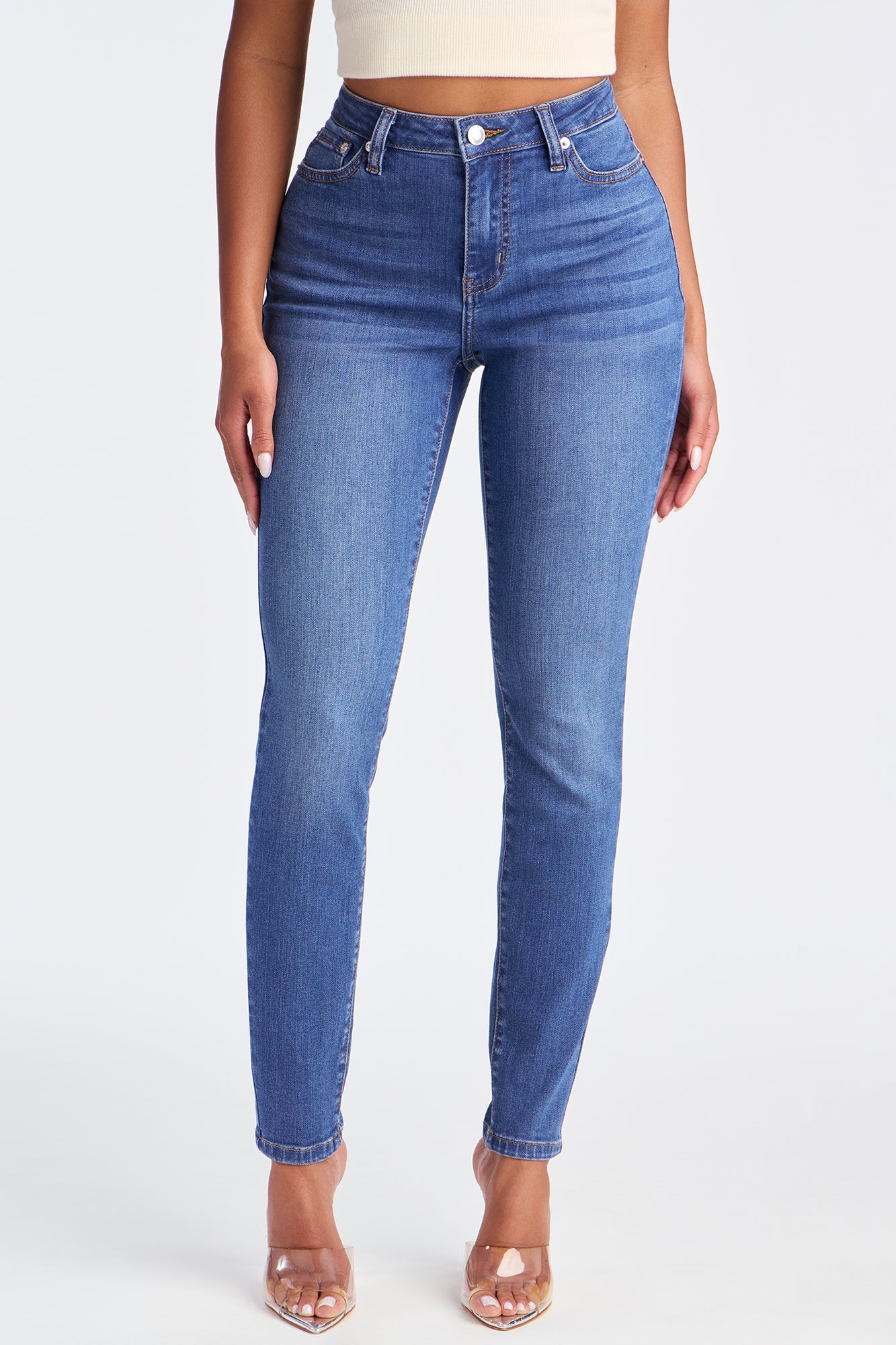 Something Better Mid Waist Skinny Jeans - Dark Wash