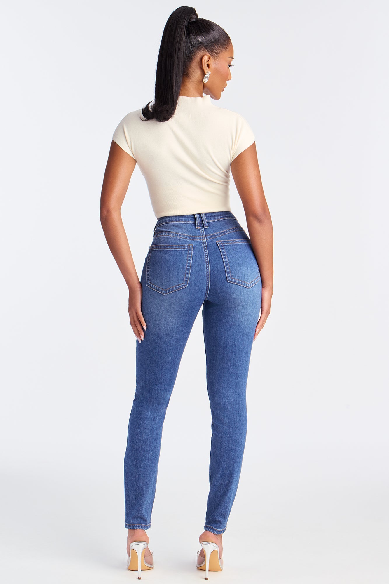 Something Better Mid Waist Skinny Jeans - Dark Wash
