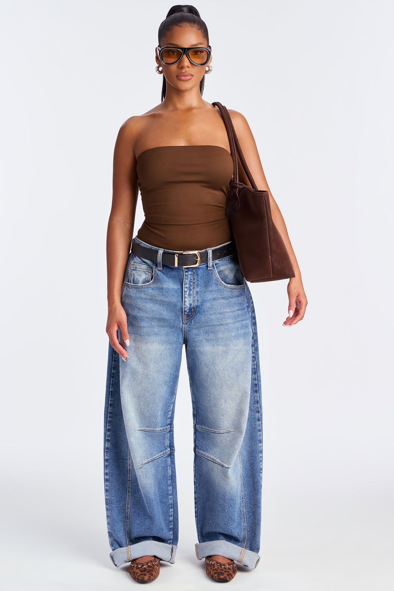 Alli Double Lined  Strapless Bodysuit - Brown