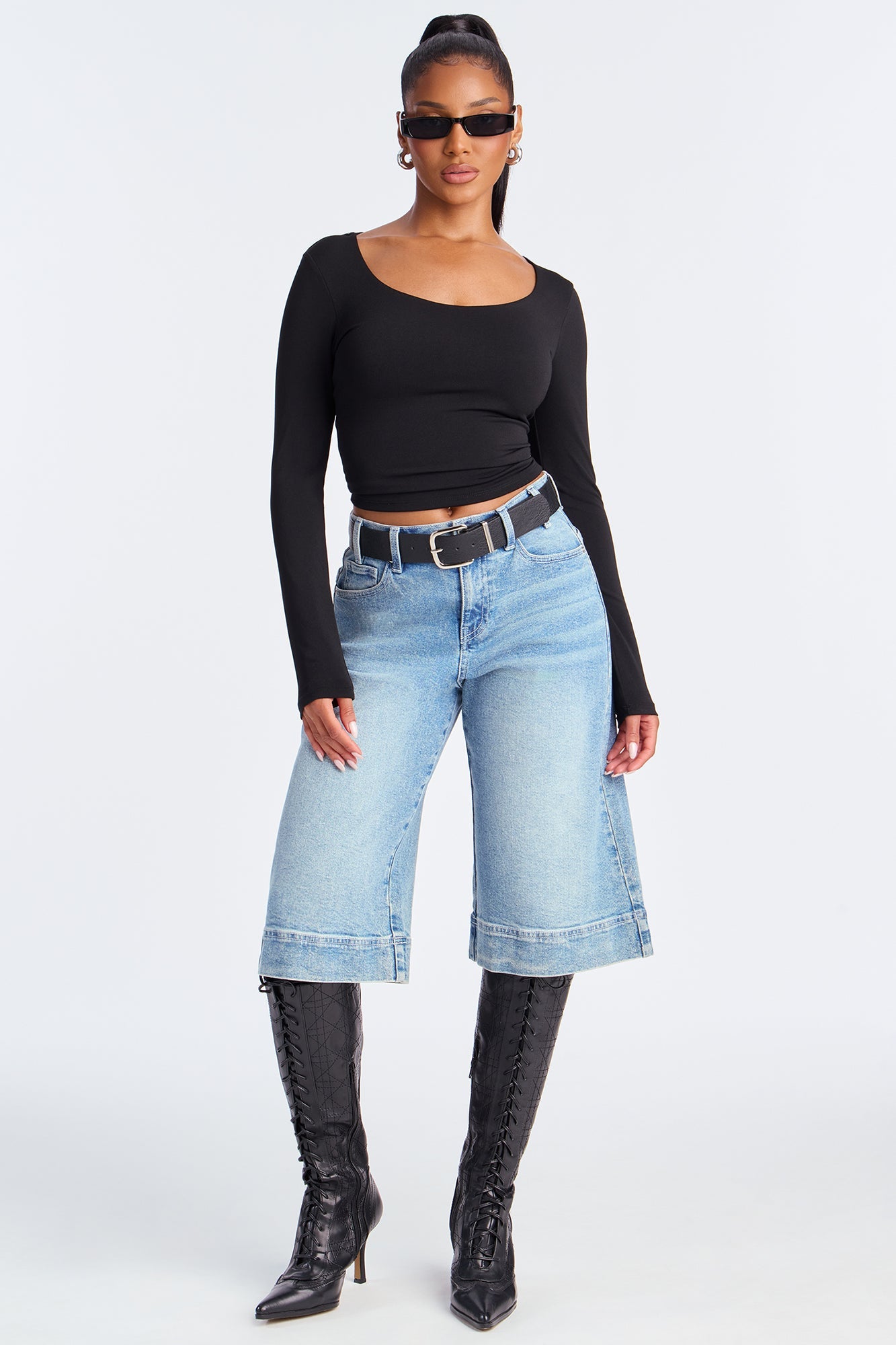 Blair Double Lined Seamless Long Sleeve Top - Black