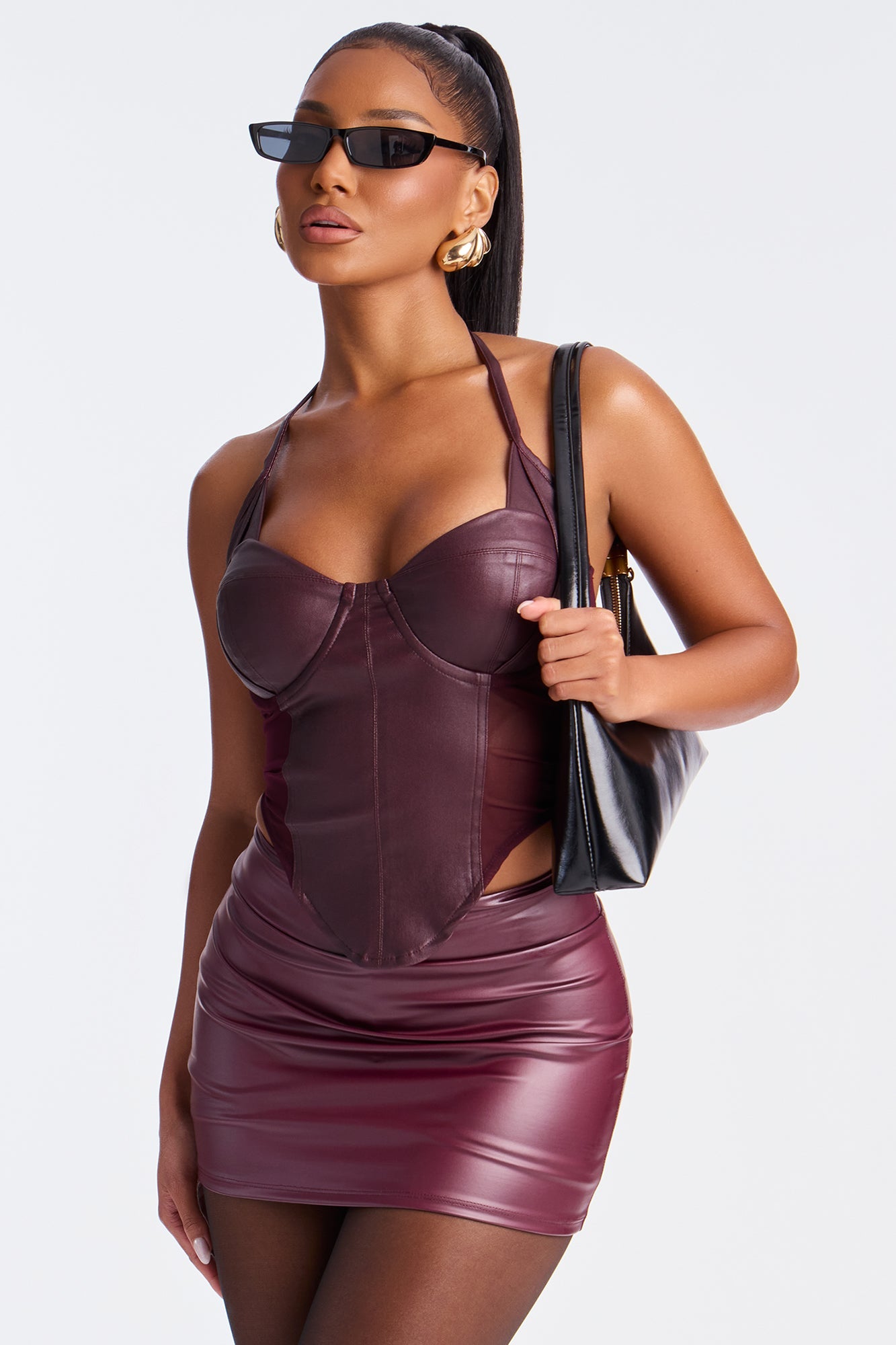 All I Needed Leather Corset Top - Burgundy