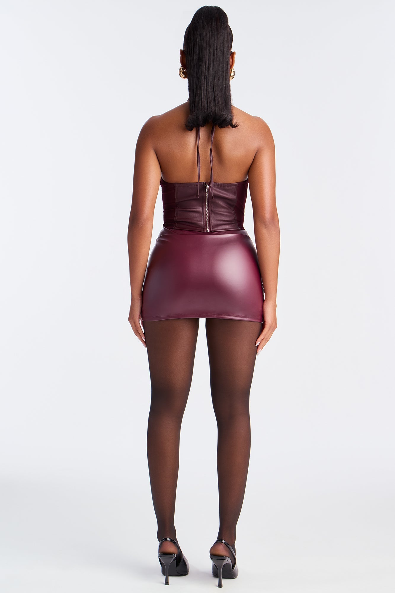 All I Needed Leather Corset Top - Burgundy