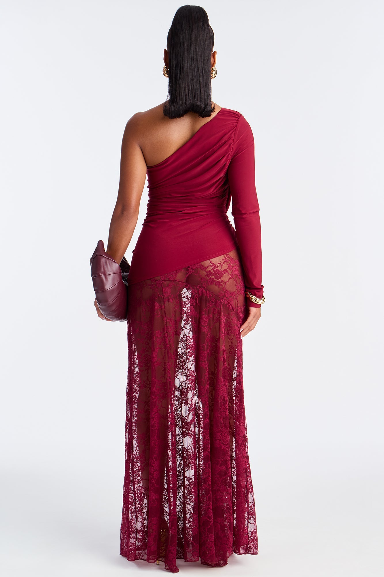 Out Of Touch Lace Maxi Skirt - Burgundy