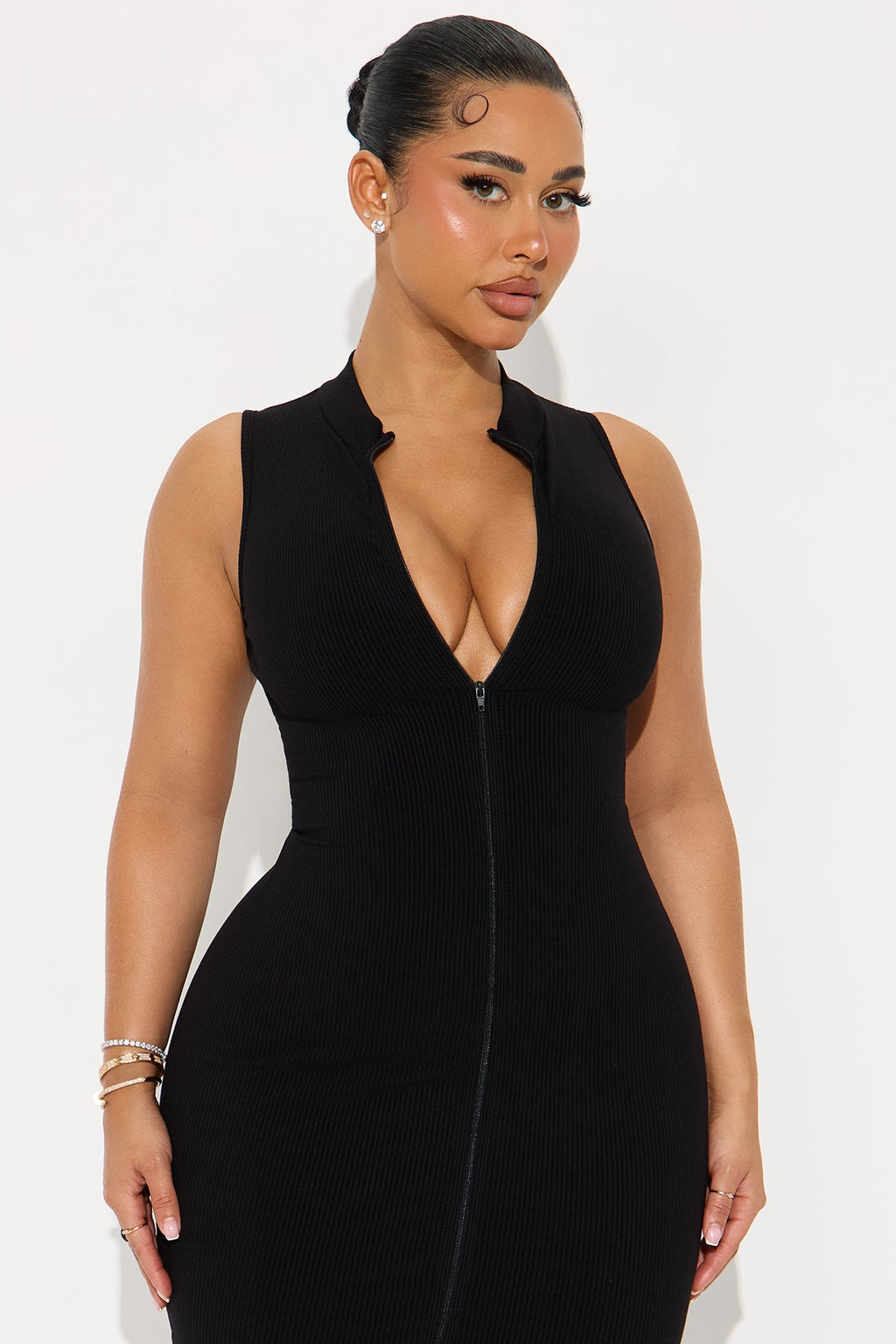 Zoey Snatched Midi Dress - Black