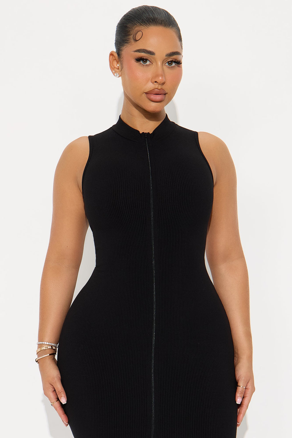 Zoey Snatched Midi Dress - Black