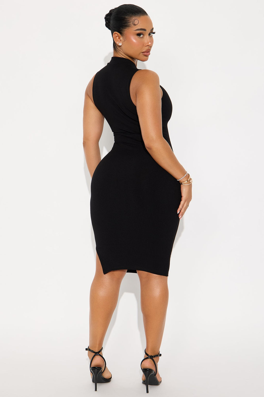Zoey Snatched Midi Dress - Black