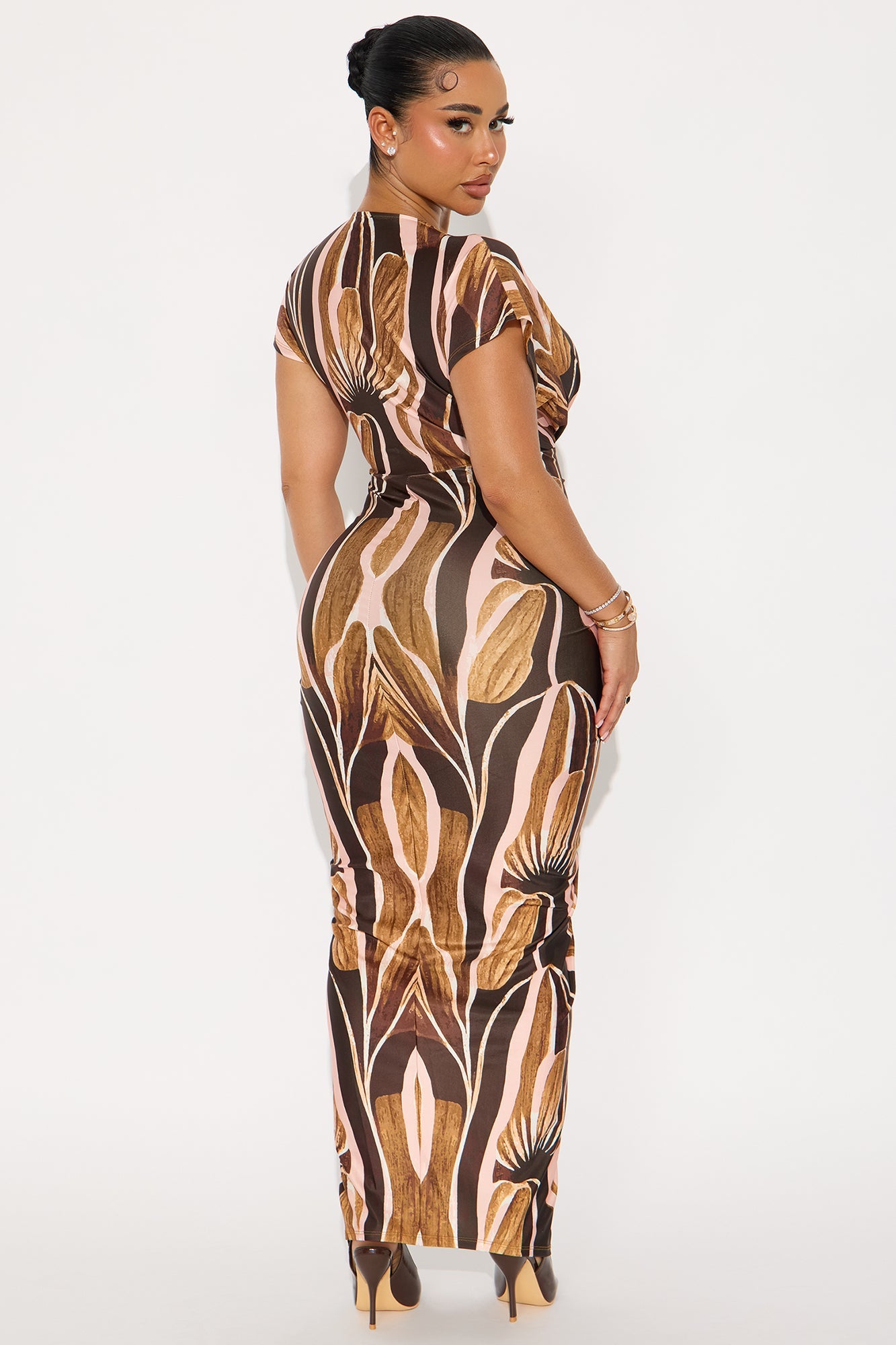 Veda Print Maxi Dress - Brown Combo