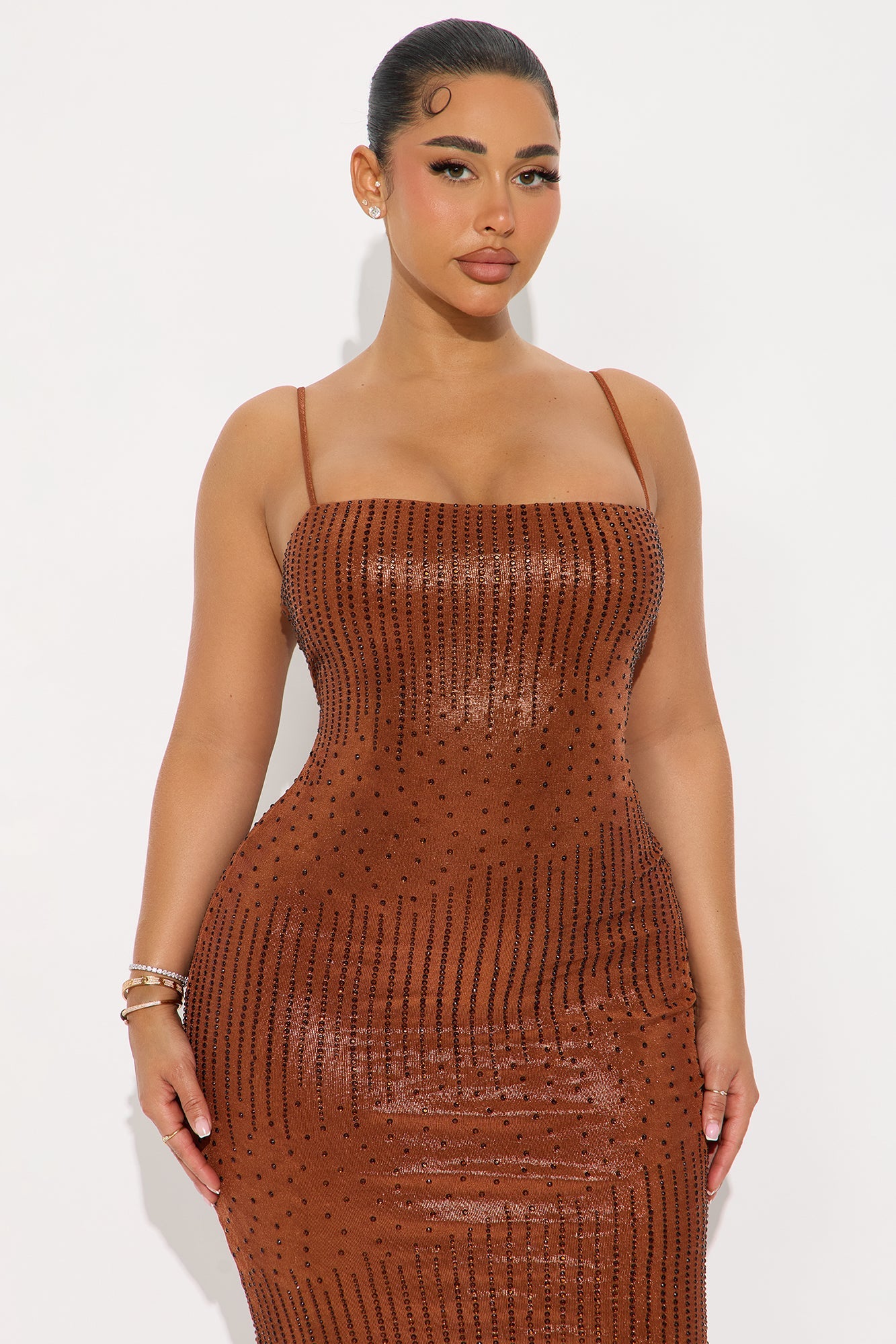 Diamond Crush Rhinestone Gown - Copper