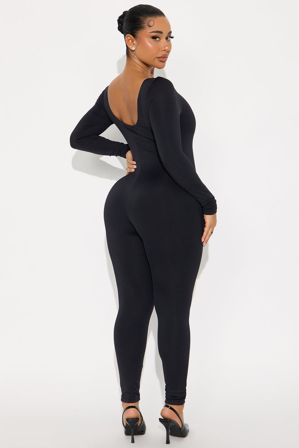 Alexa Double Lined Skinny Leg Jumpsuit - Black