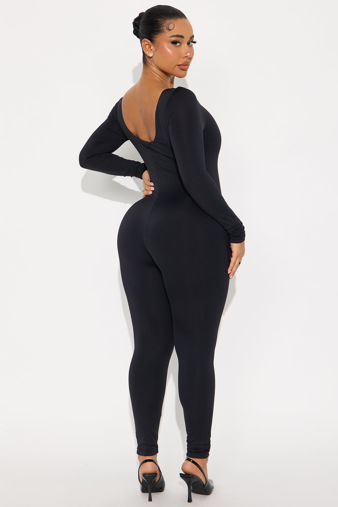 Alexa Double Lined Skinny Leg Jumpsuit - Black