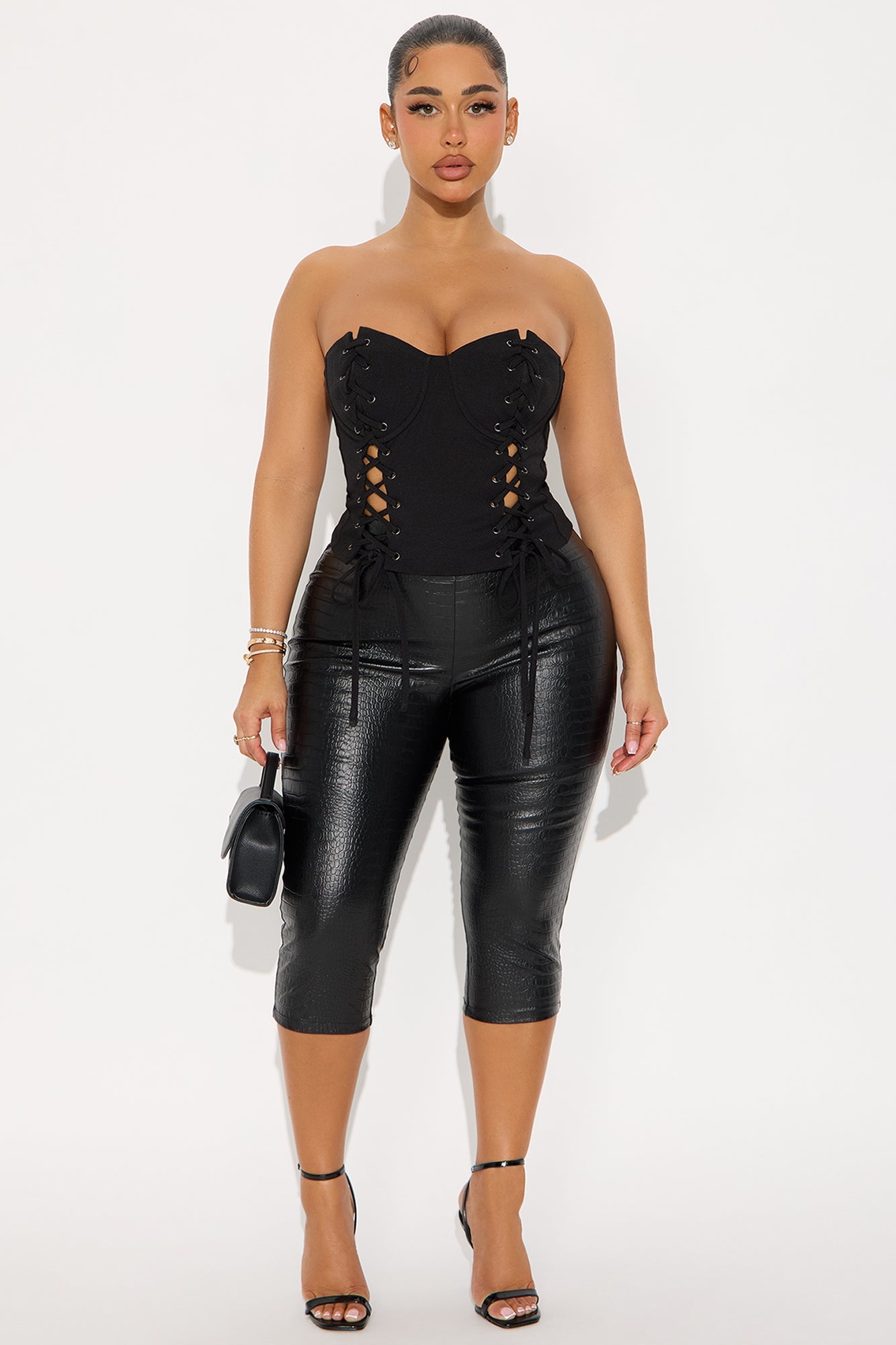 Sunset Boulevard Lace Up Corset - Black