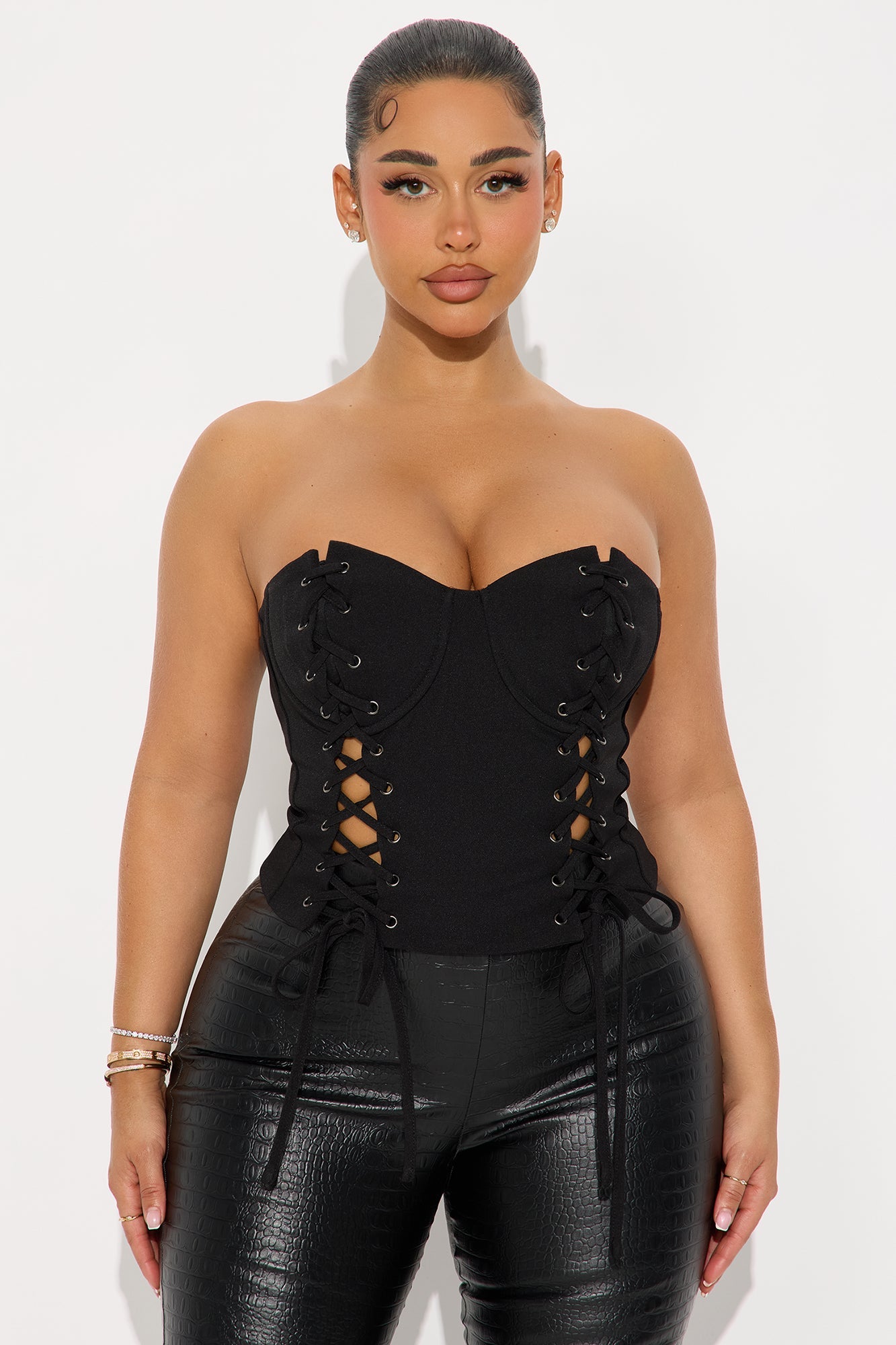 Sunset Boulevard Lace Up Corset - Black