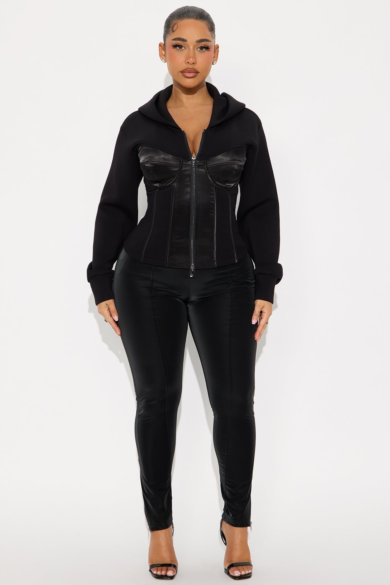 Fatal Attraction Corset Hooded Jacket - Black 
