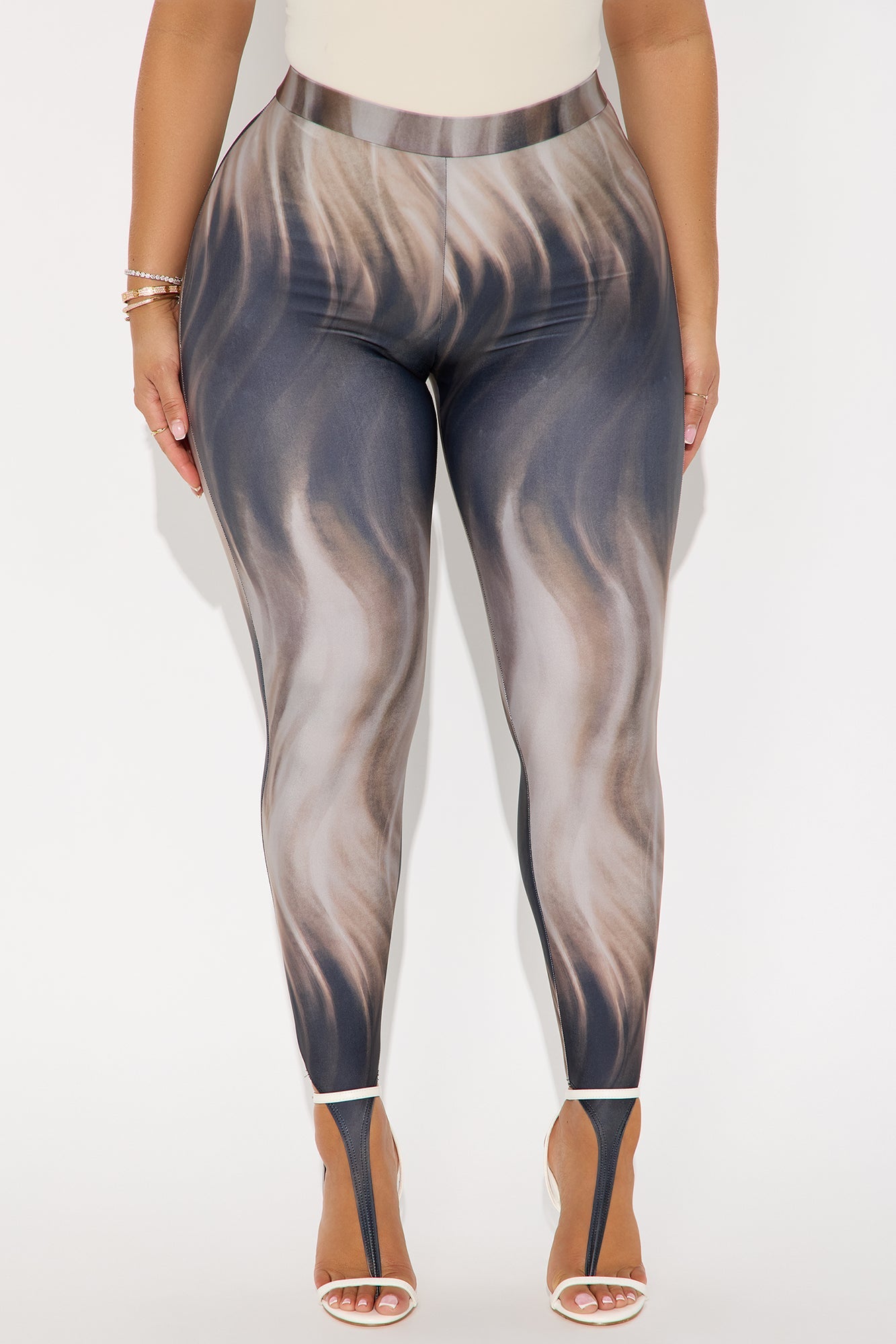 Ashantii Abstract Tricot Stirrup Legging - Brown/combo