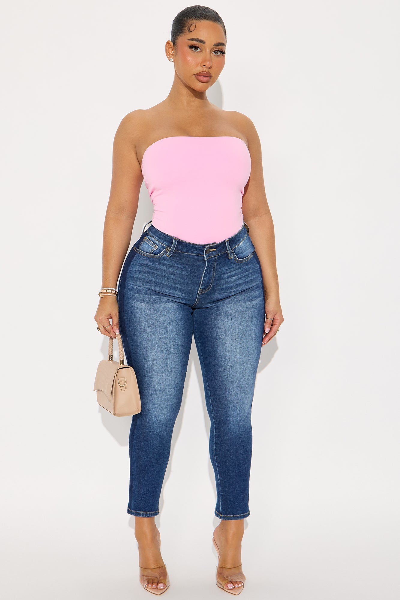 Alli Double Lined  Strapless Bodysuit - Pink