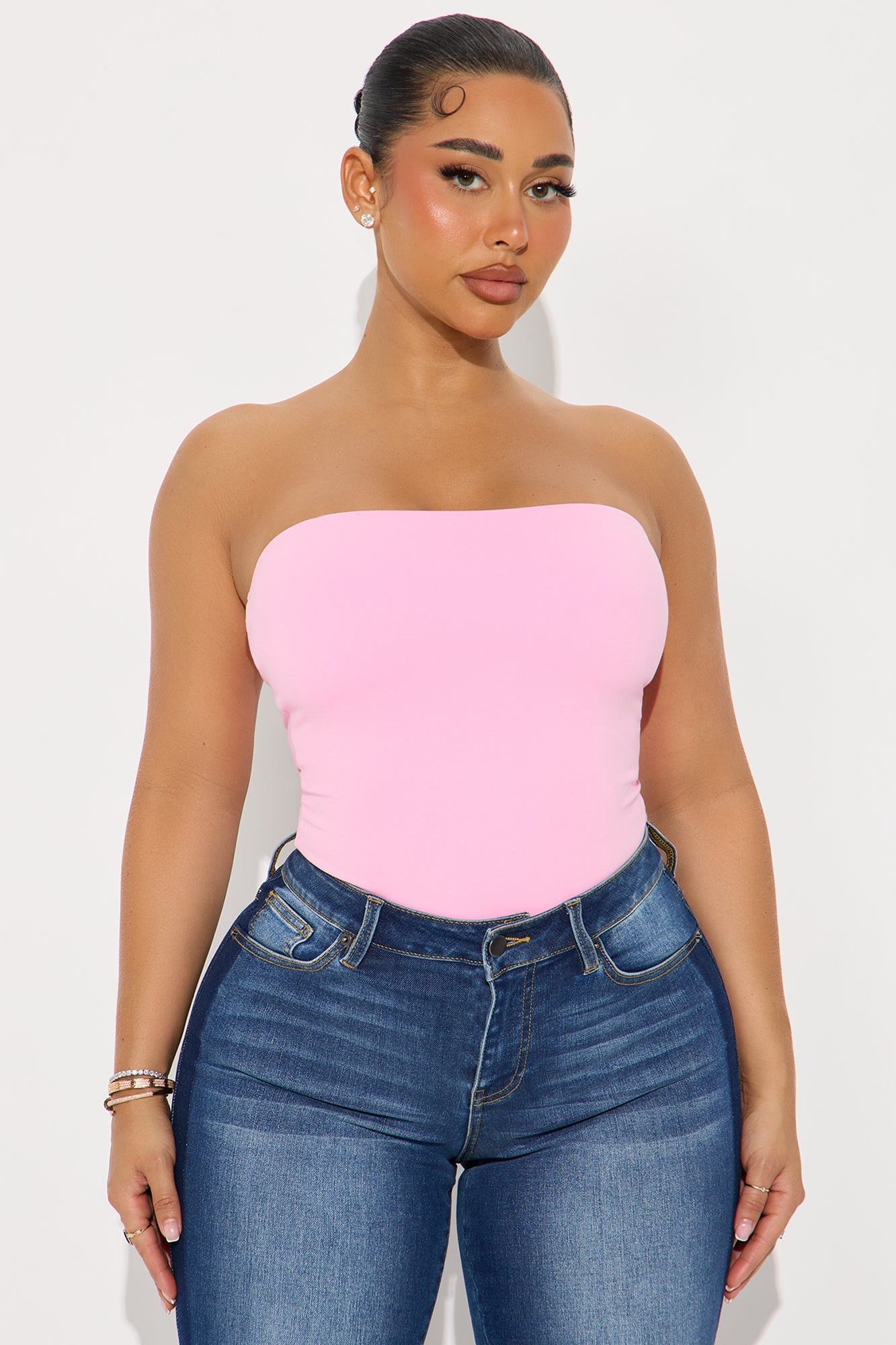 Alli Double Lined  Strapless Bodysuit - Pink
