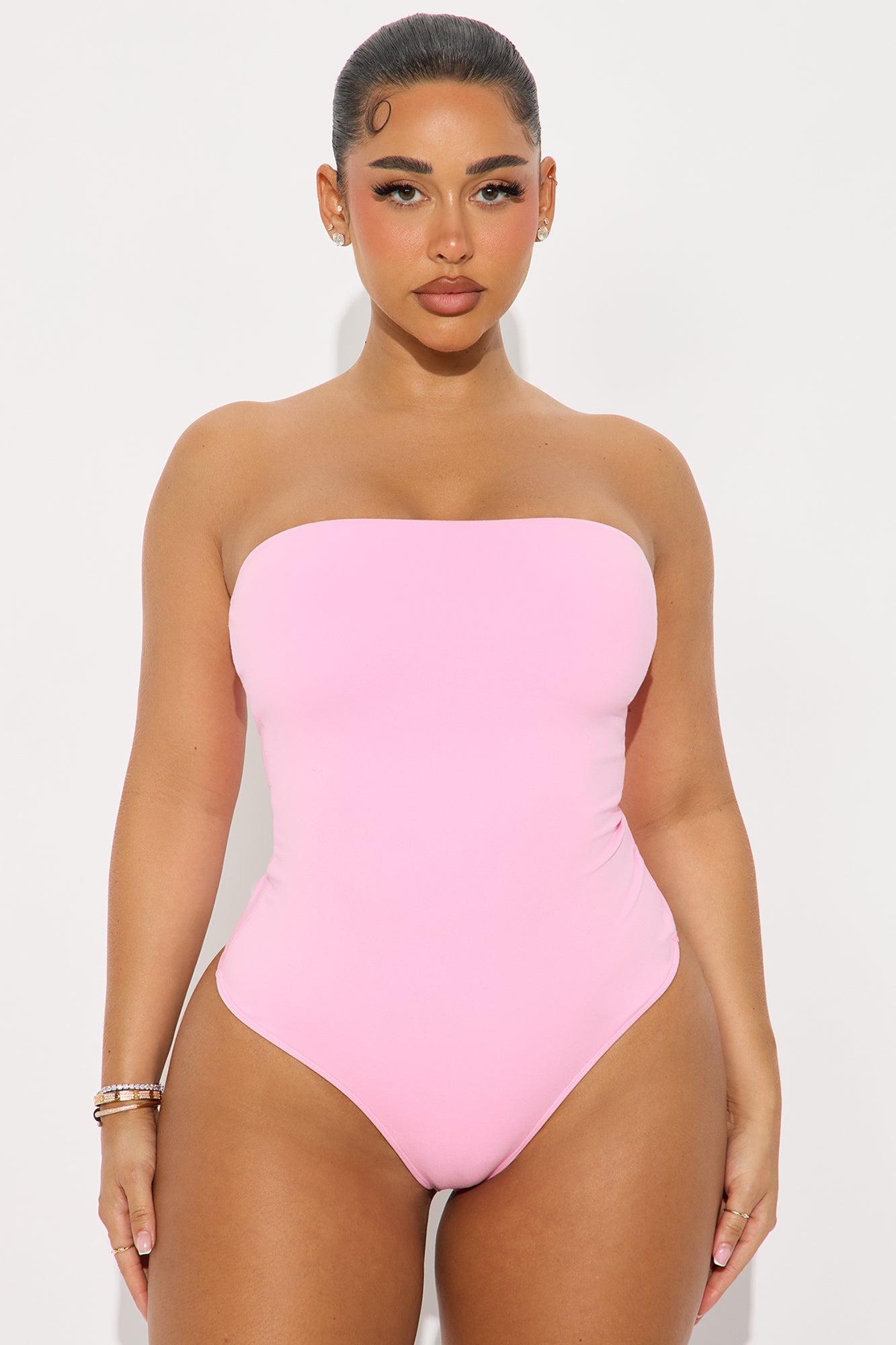 Alli Double Lined  Strapless Bodysuit - Pink