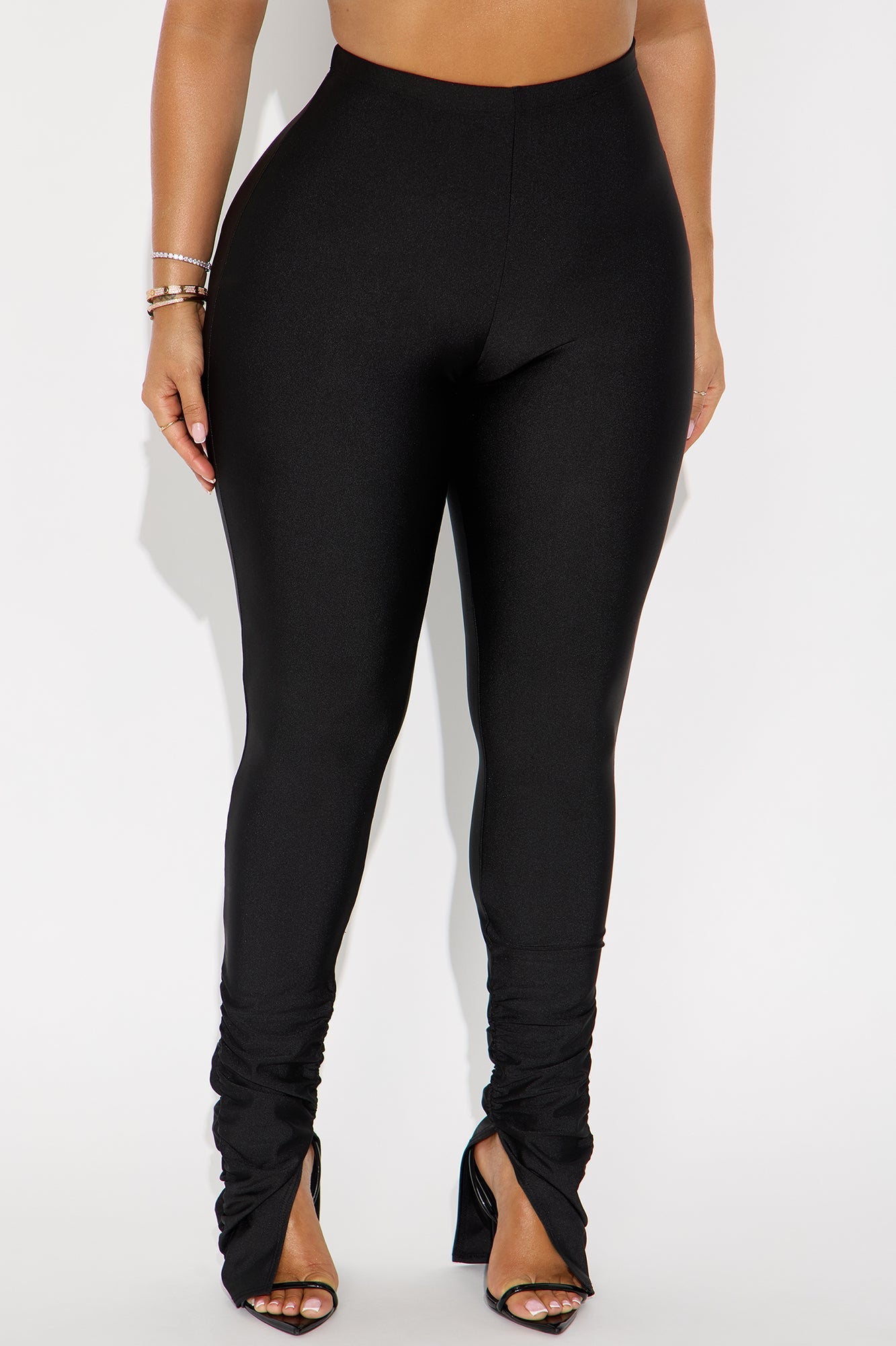 Always Confident High Rise Tricot Ruched Legging - Black