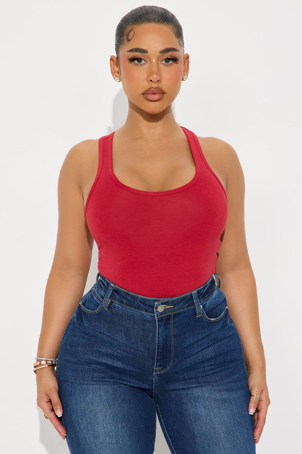 Divine Basic Tank Bodysuit - Burgundy