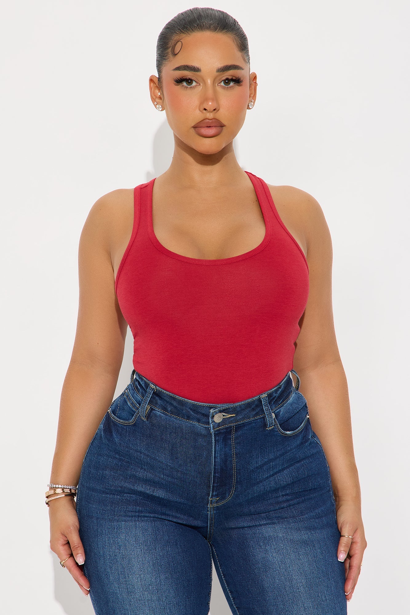 Divine Basic Tank Bodysuit - Burgundy