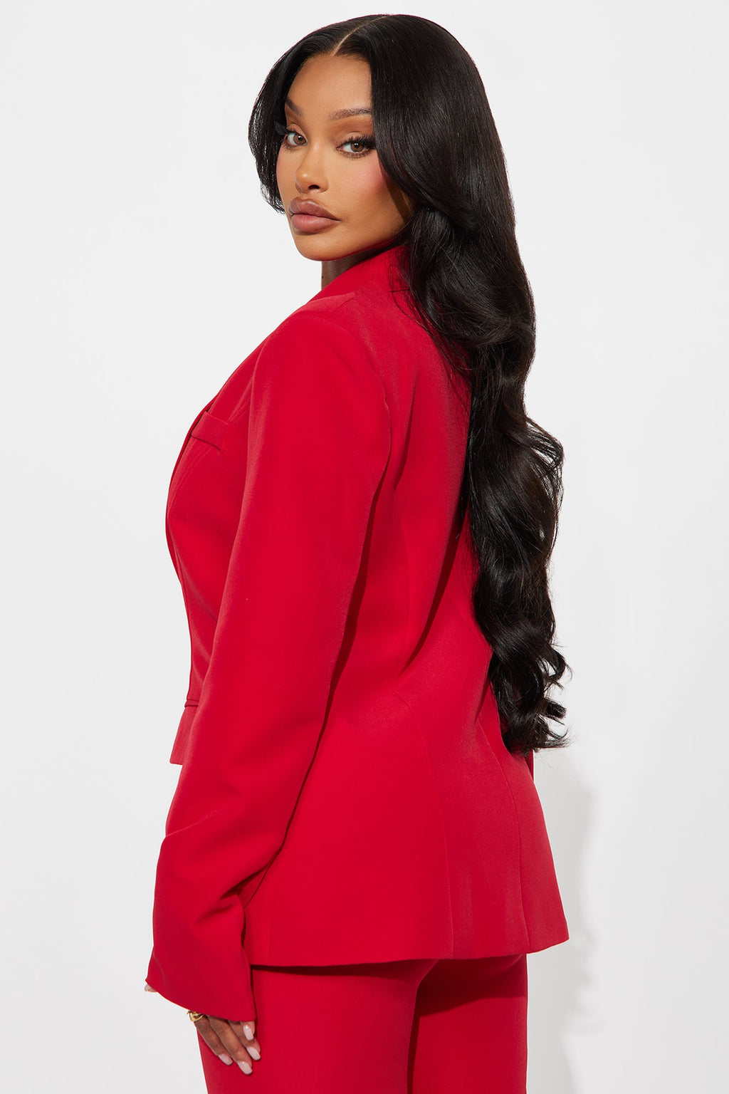 About Her Business Hourglass Blazer - Red