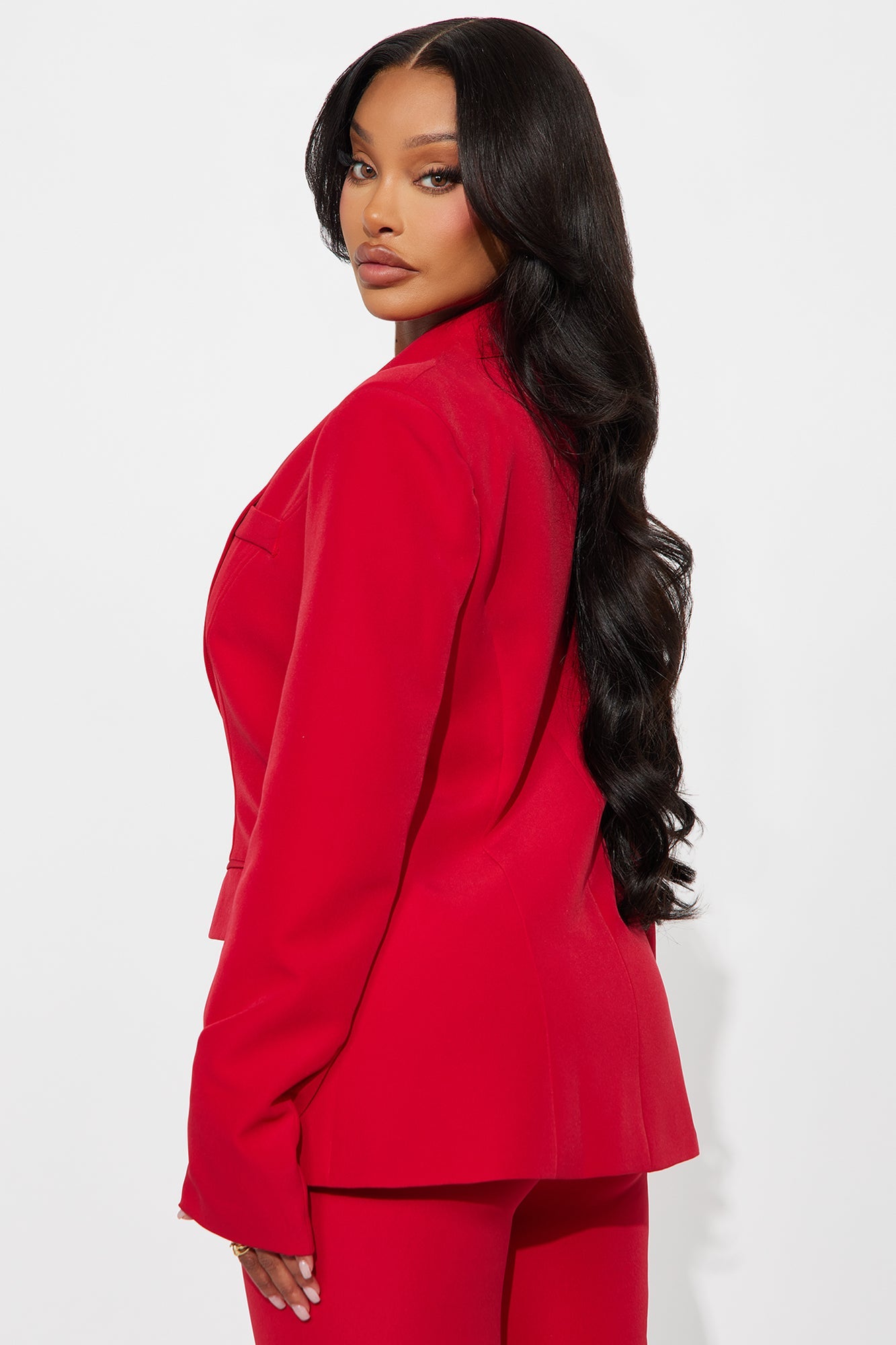 About Her Business Hourglass Blazer - Red