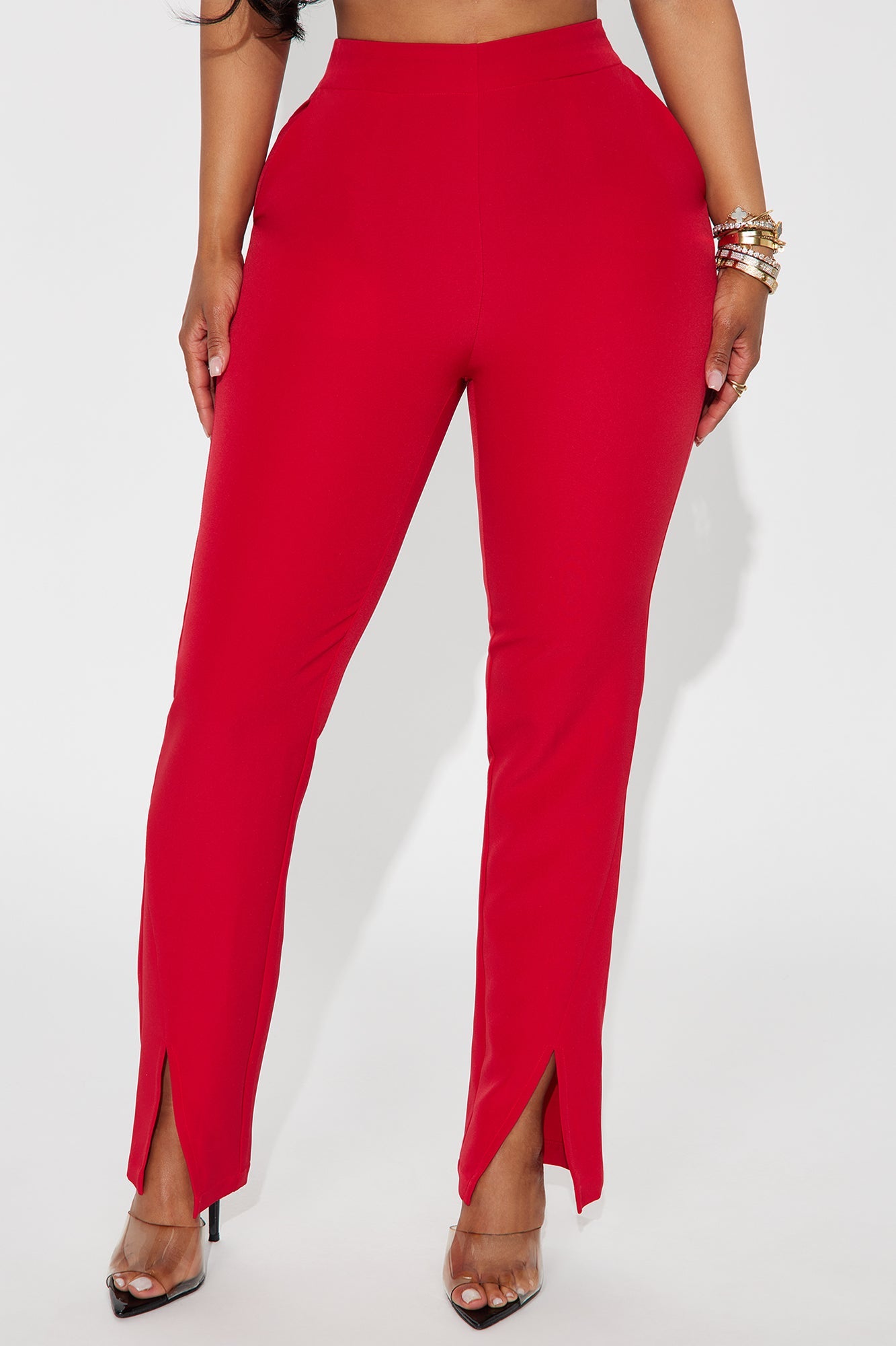 About Her Business Capri Trouser Pant - Red