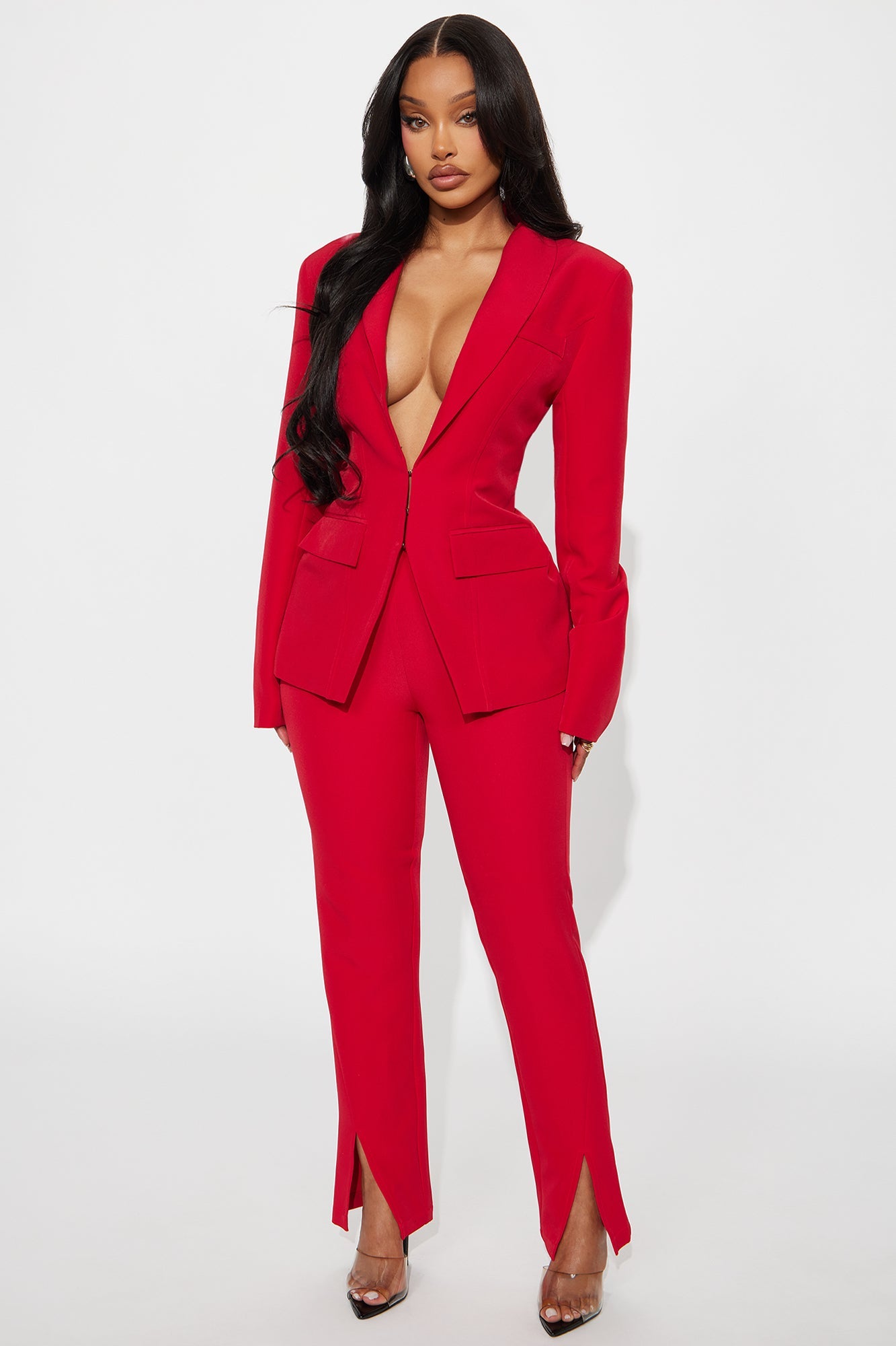 About Her Business Capri Trouser Pant - Red