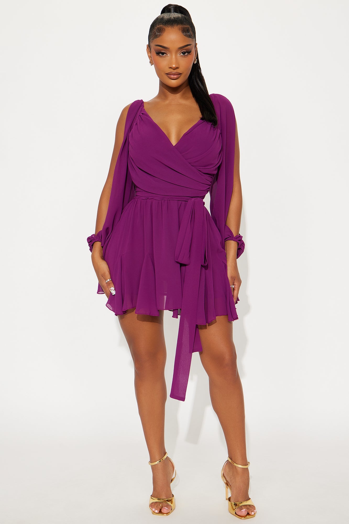 Ari Chiffon Mini Dress - Plum