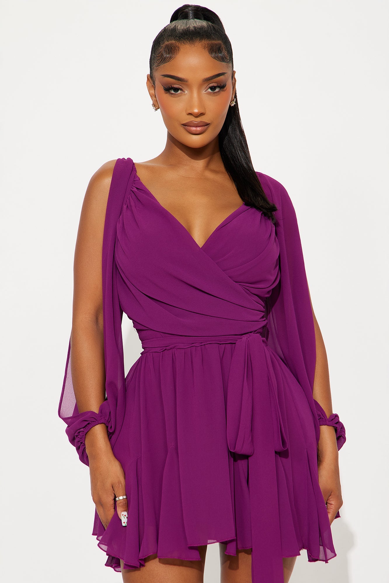 Ari Chiffon Mini Dress - Plum