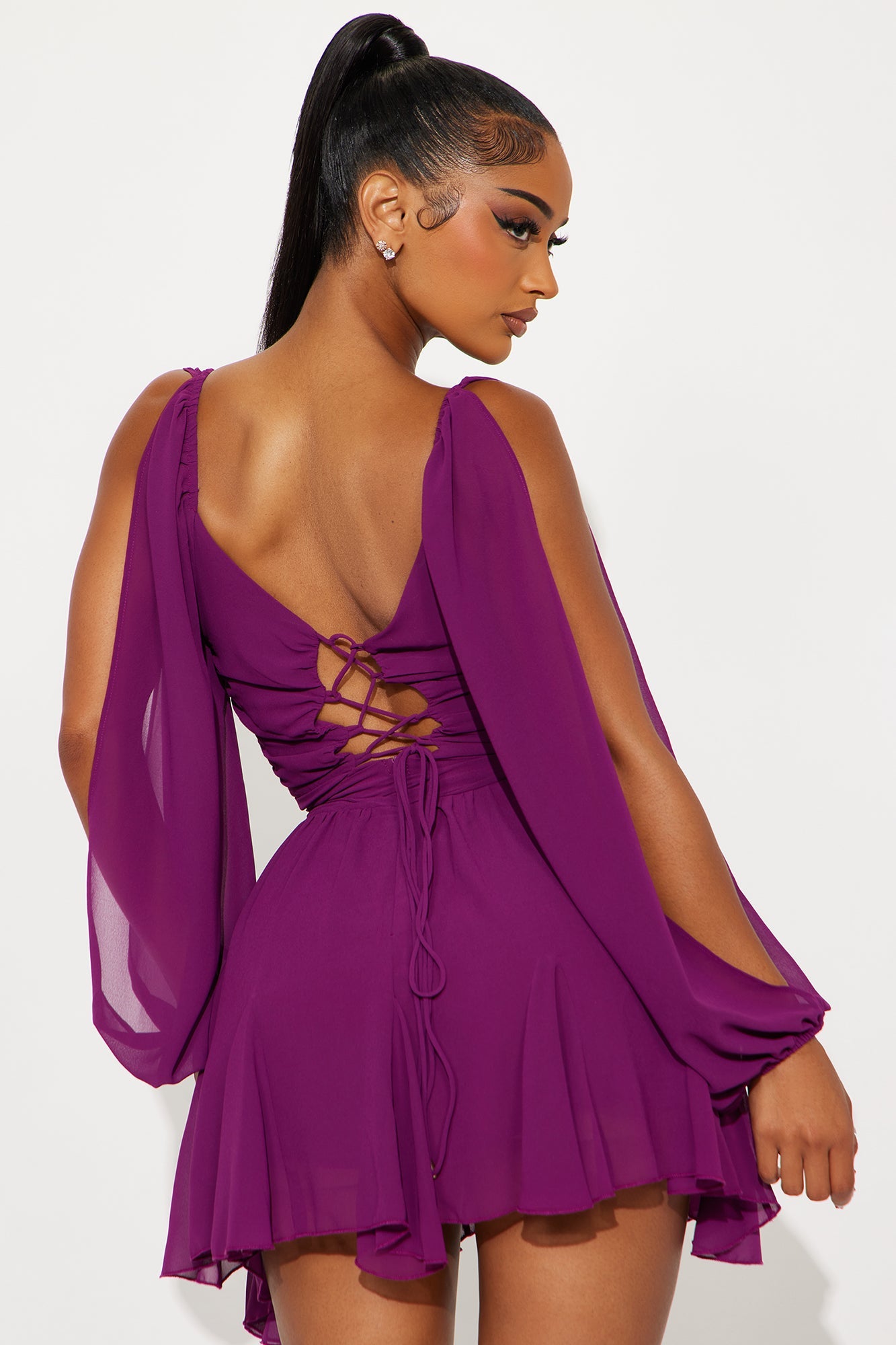 Ari Chiffon Mini Dress - Plum