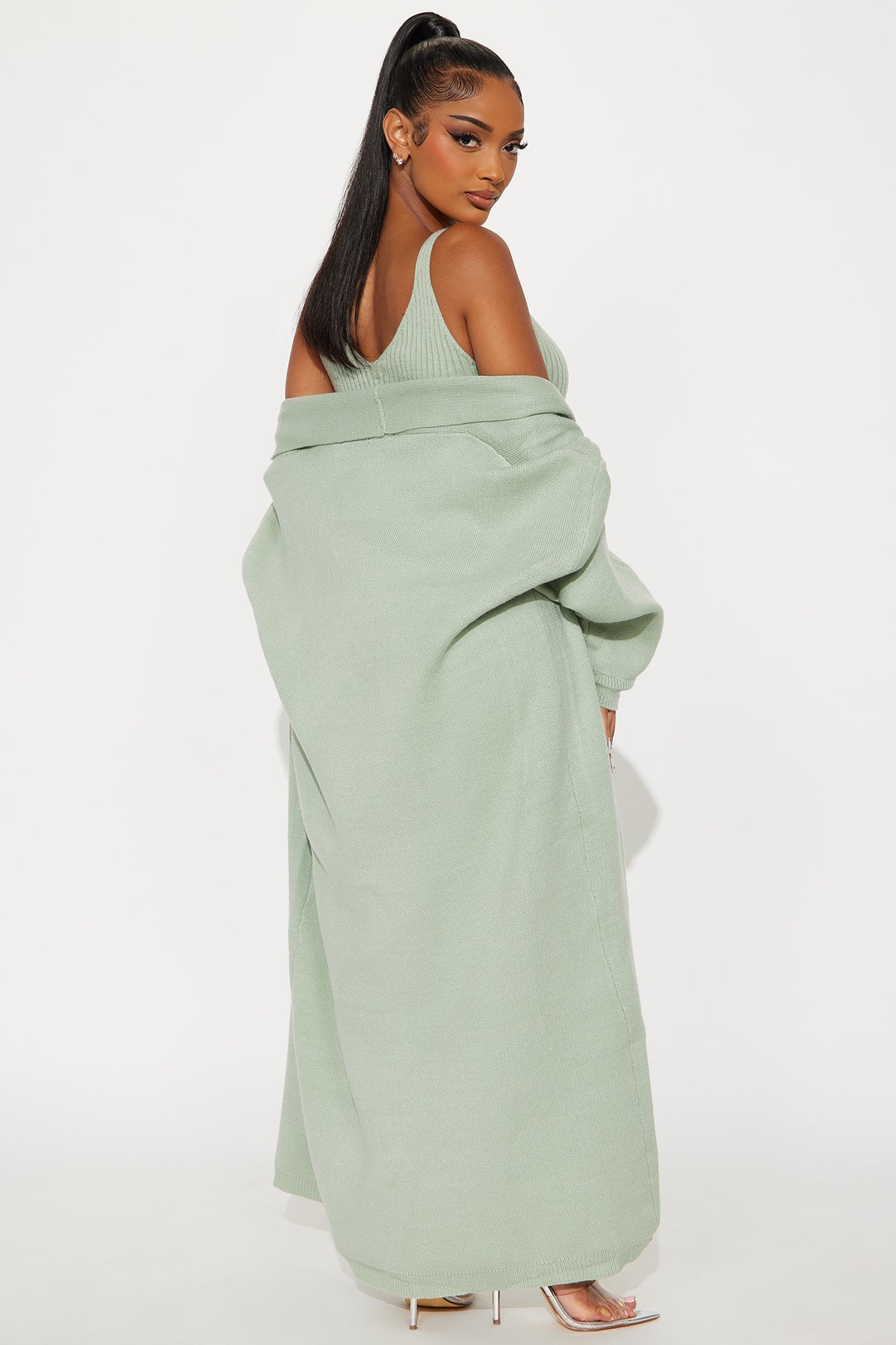 Local Love Sweater Maxi Dress Set - Sage