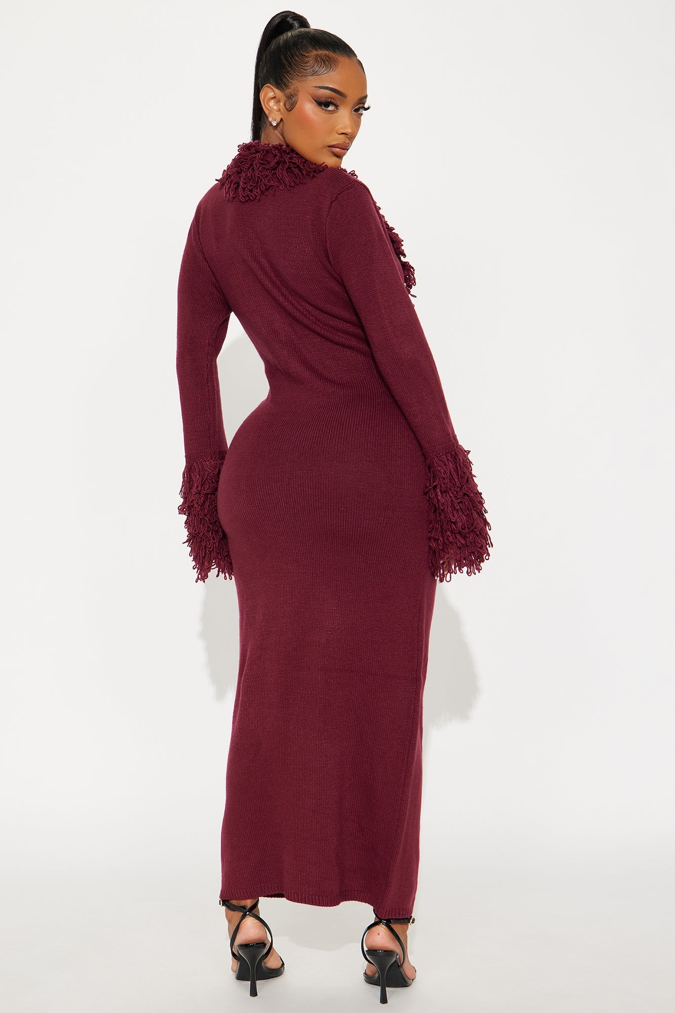 Chi Sweater Maxi Dress - Burgundy