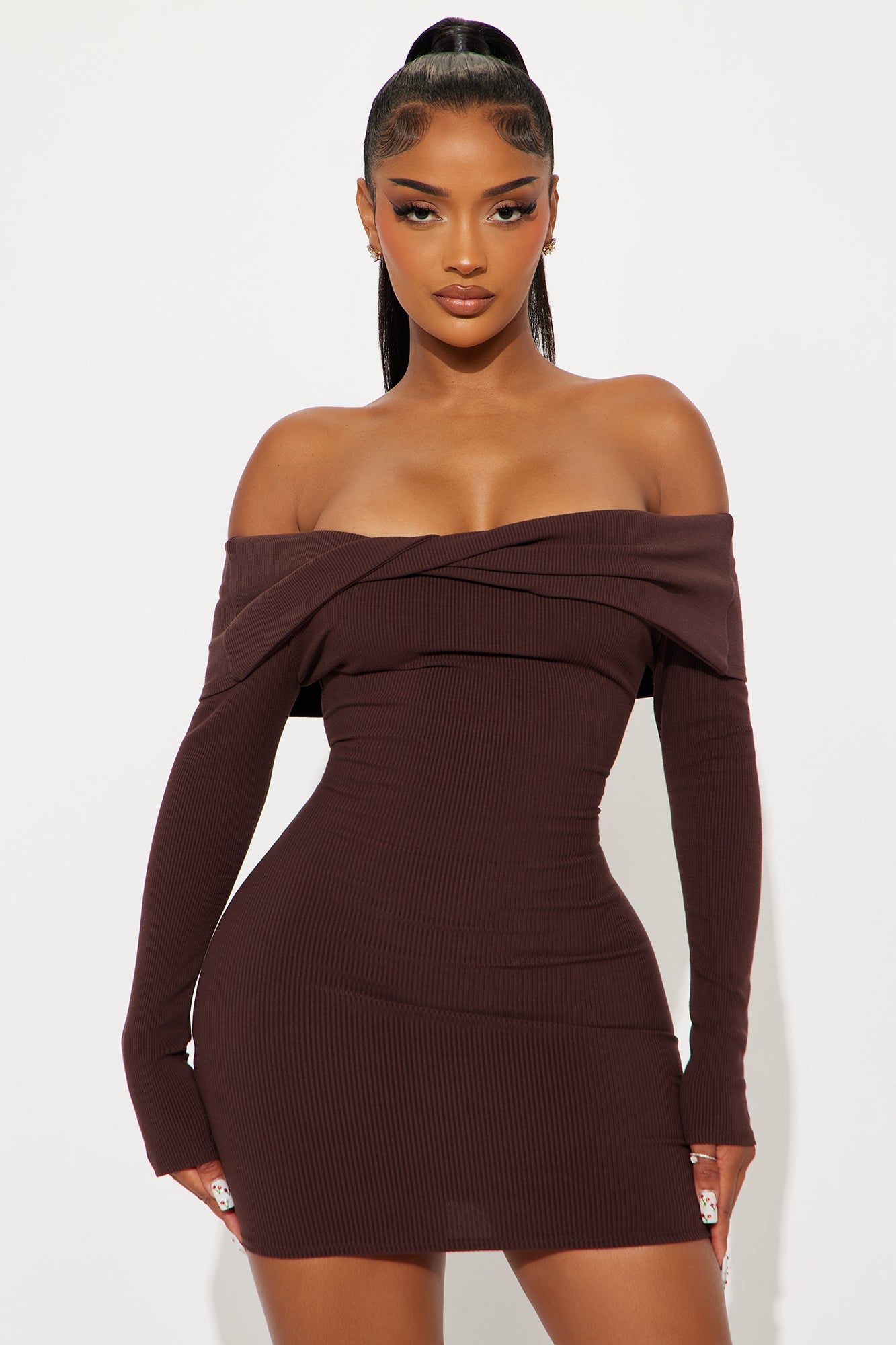 Nadia Snatched Mini Dress - Chocolate
