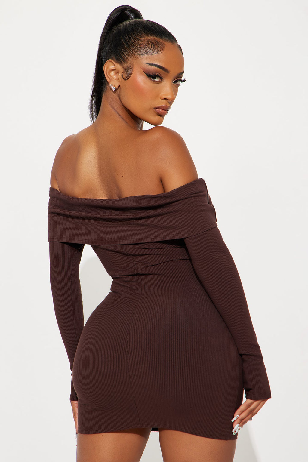 Nadia Snatched Mini Dress - Chocolate
