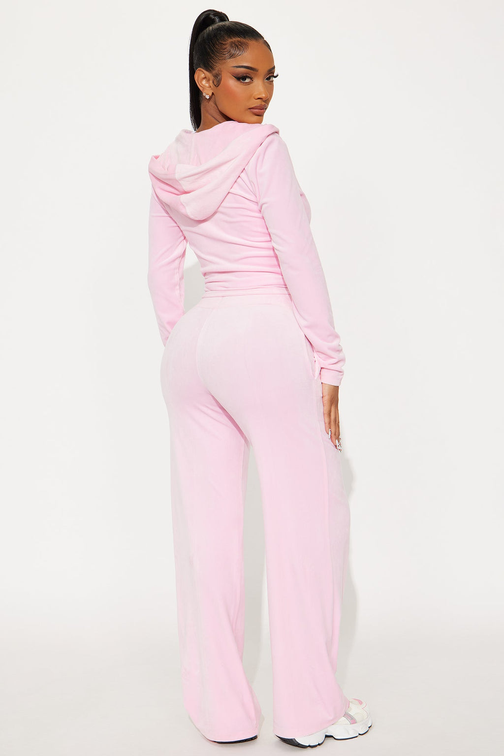 Along For The Ride Velour Pant Set - Pink