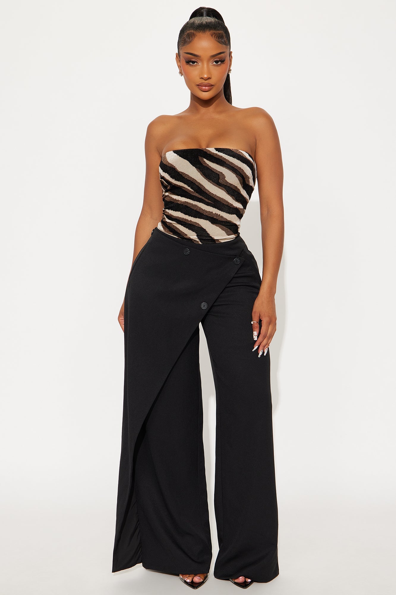 Lola Twofer Wide Leg Jumpsuit - Black/combo