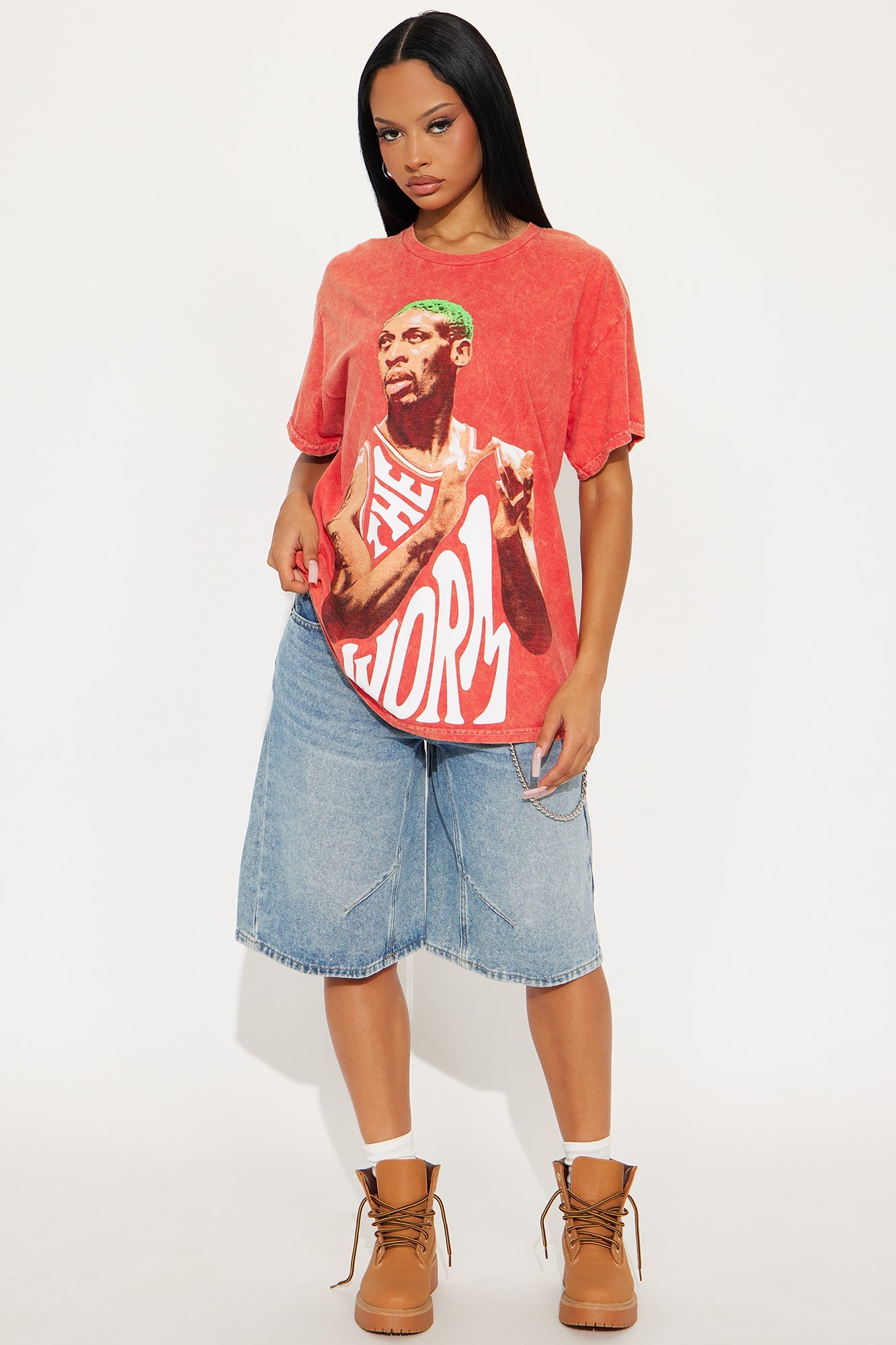 Dennis Rodman The Worm Washed Tee - Red