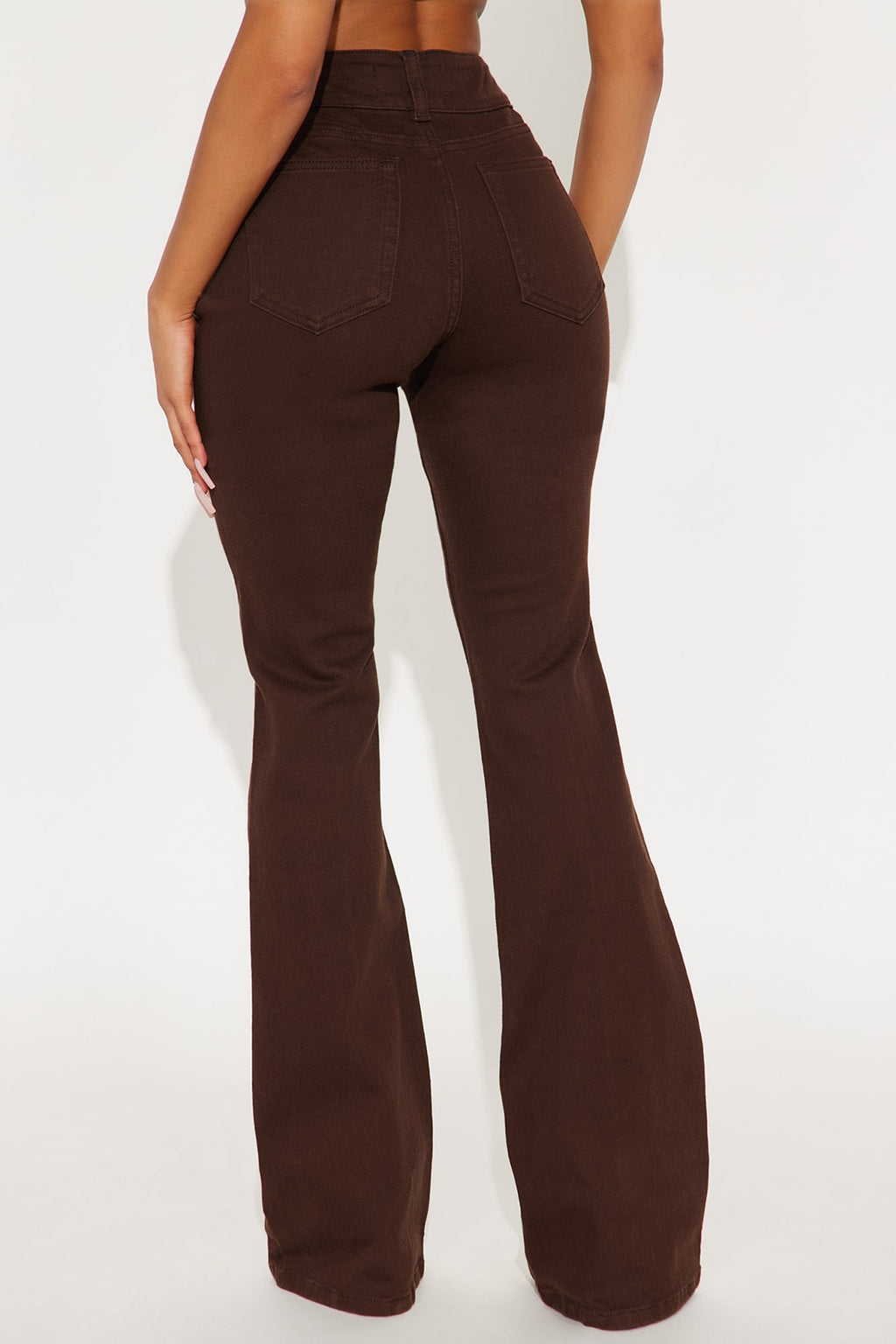 Tall London Low Rise Pintuck Flare Jeans - Brown