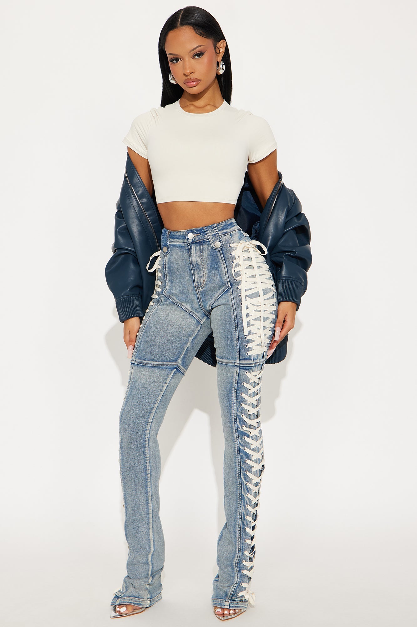 Tall Jaw Dropper Stretch Lace Up Bootcut Jeans - Medium Wash
