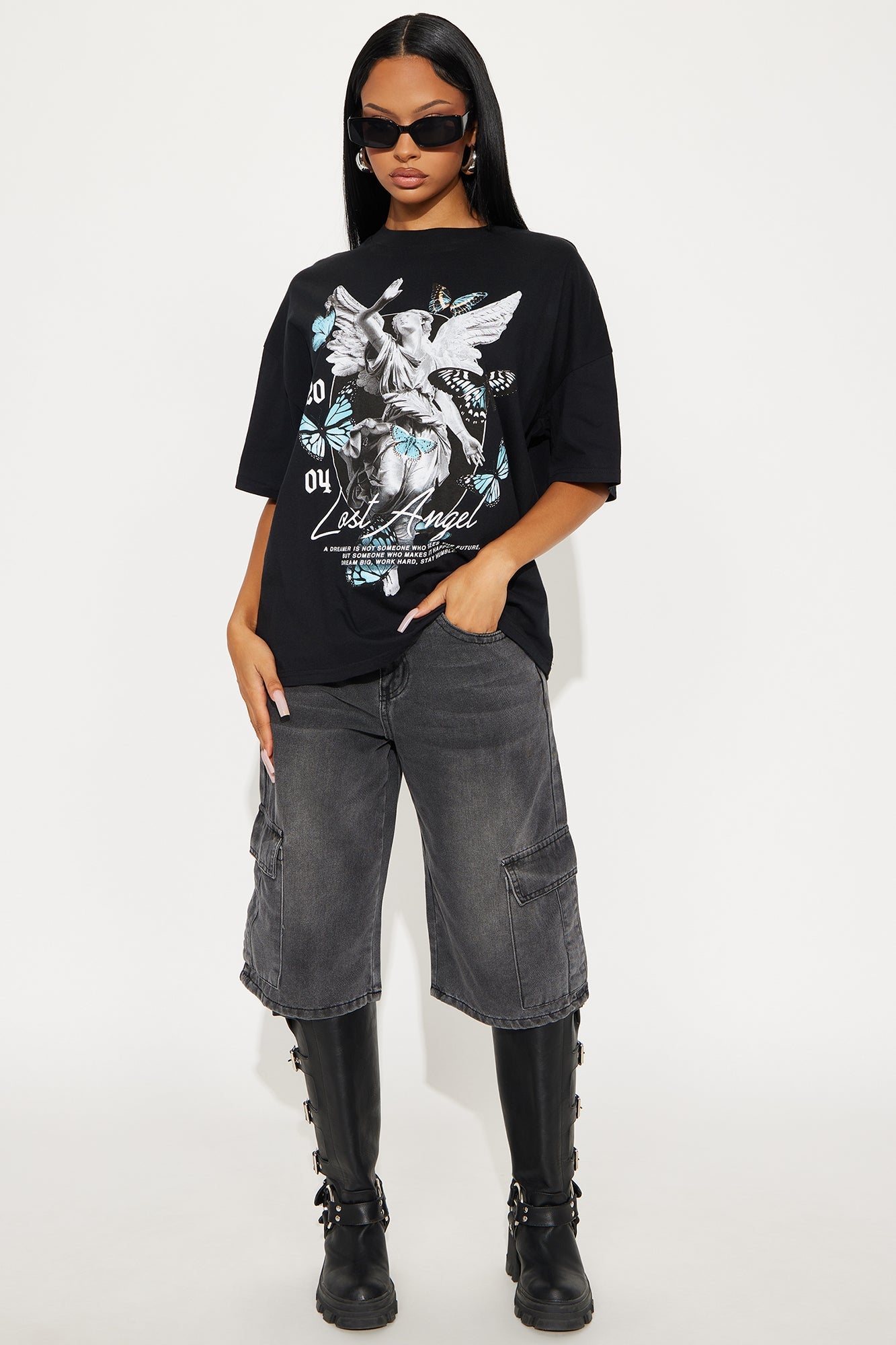 Lost Angel Oversize Tee - Black