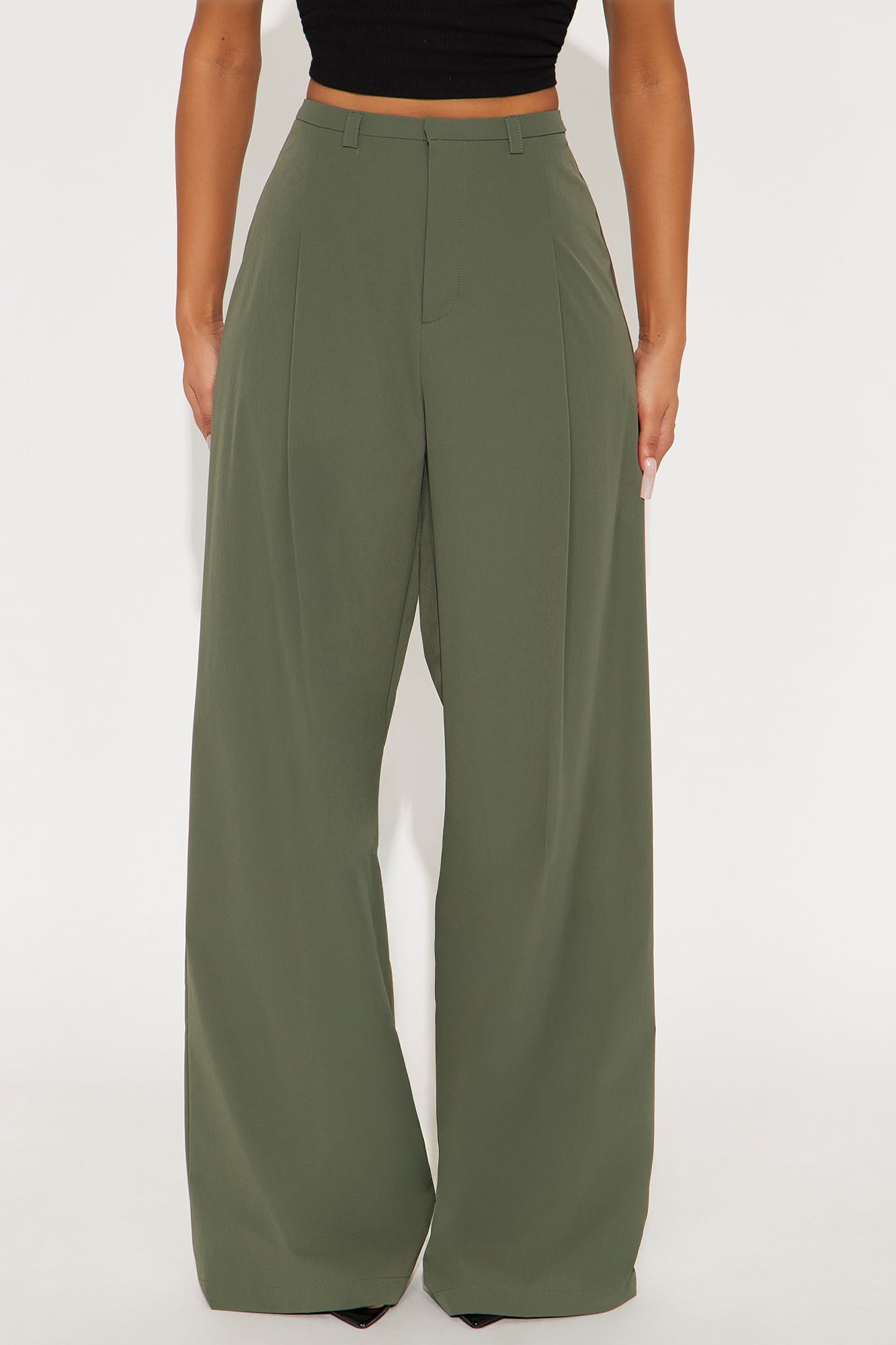 Naya Wide Leg Windbreaker Pant - Dark Olive