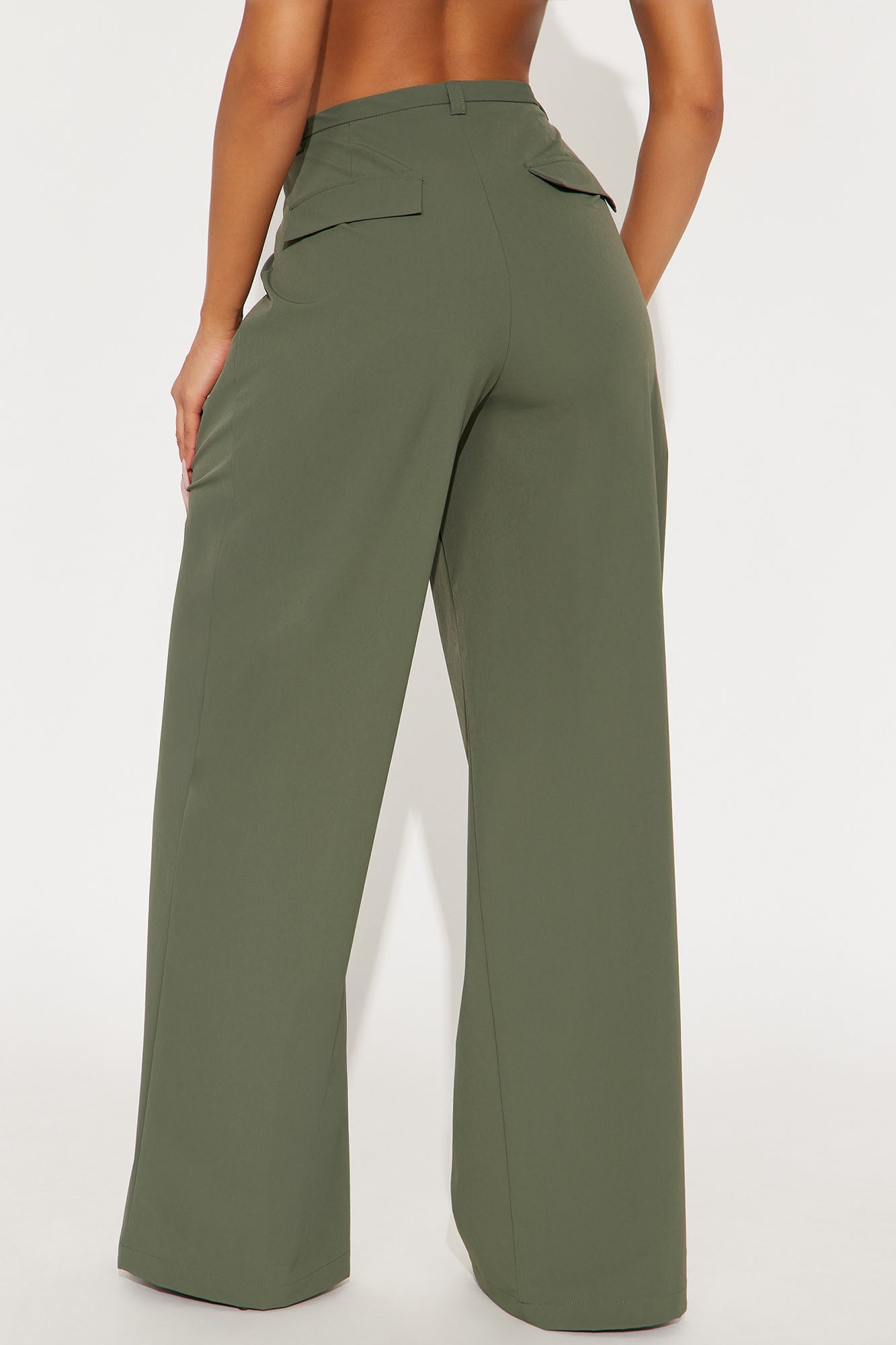 Naya Wide Leg Windbreaker Pant - Dark Olive
