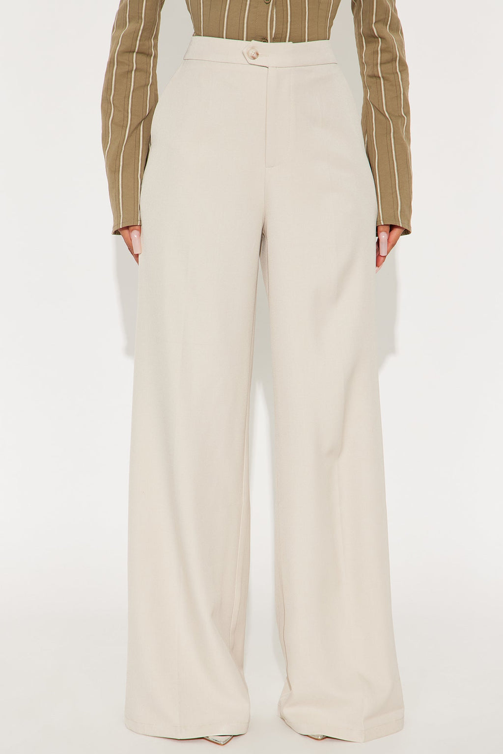 Beatrice Hardware Wide Leg Trouser Pant 33″ - Stone