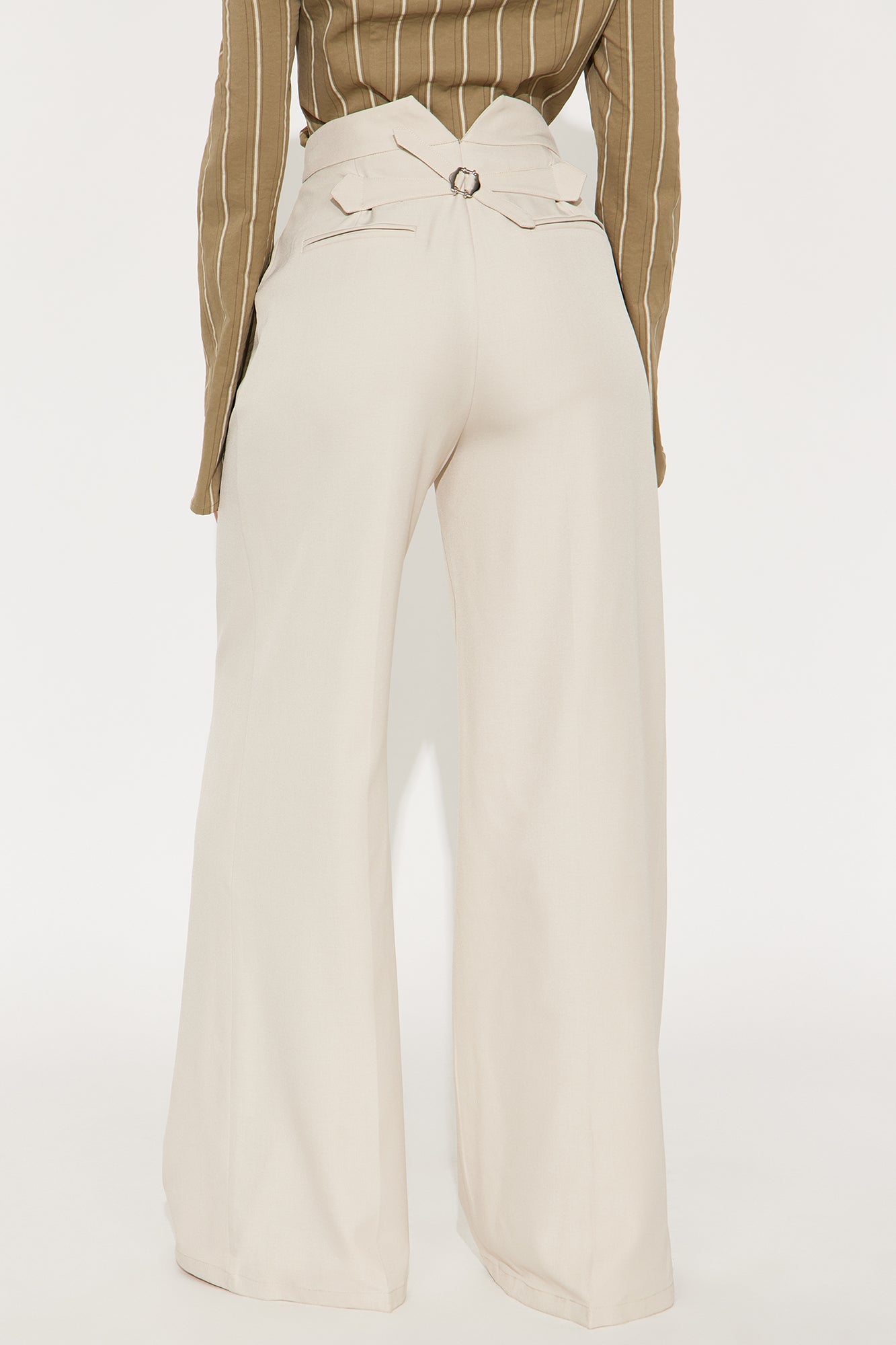 Beatrice Hardware Wide Leg Trouser Pant 33″ - Stone