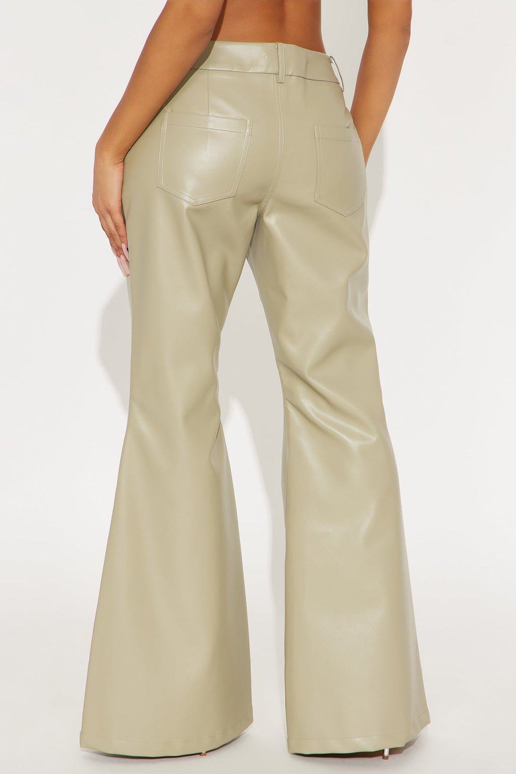Rita Faux Leather Flare Pant 32″ - Olive