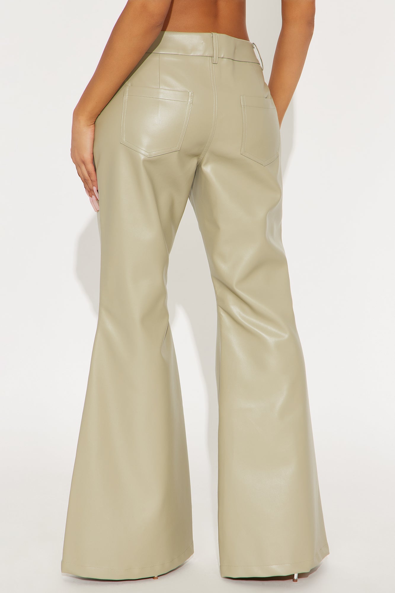 Rita Faux Leather Flare Pant 32″ - Olive